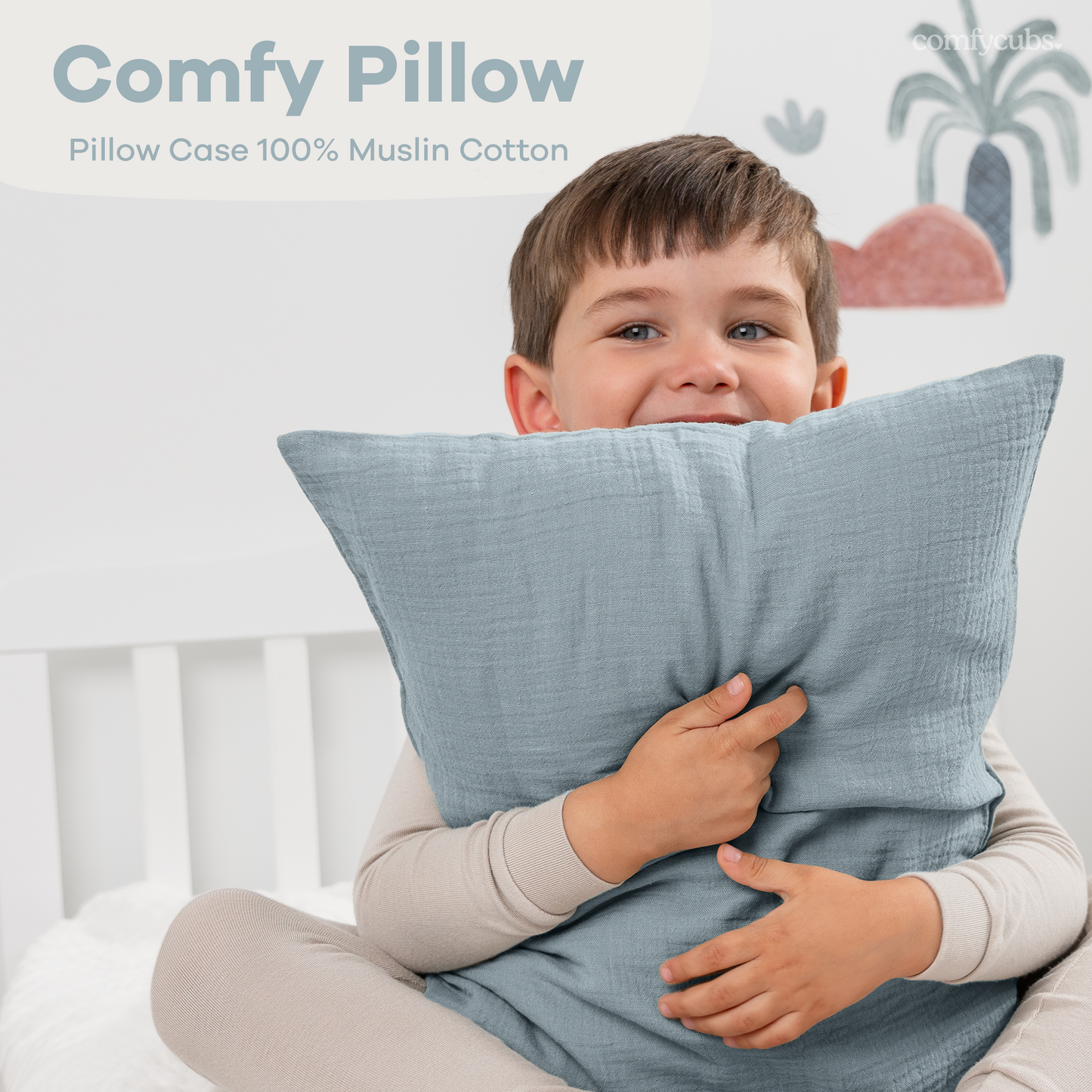 Toddler Pillows with Soft Muslin Pillow Case - Pacific Blue