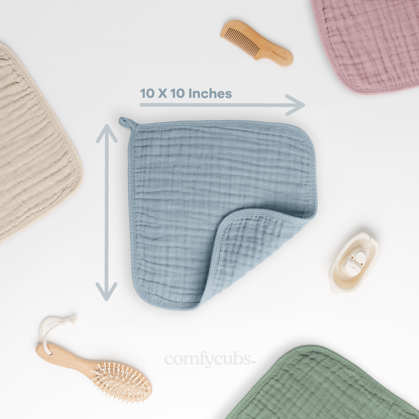 Muslin Washcloths - Pacific Blue