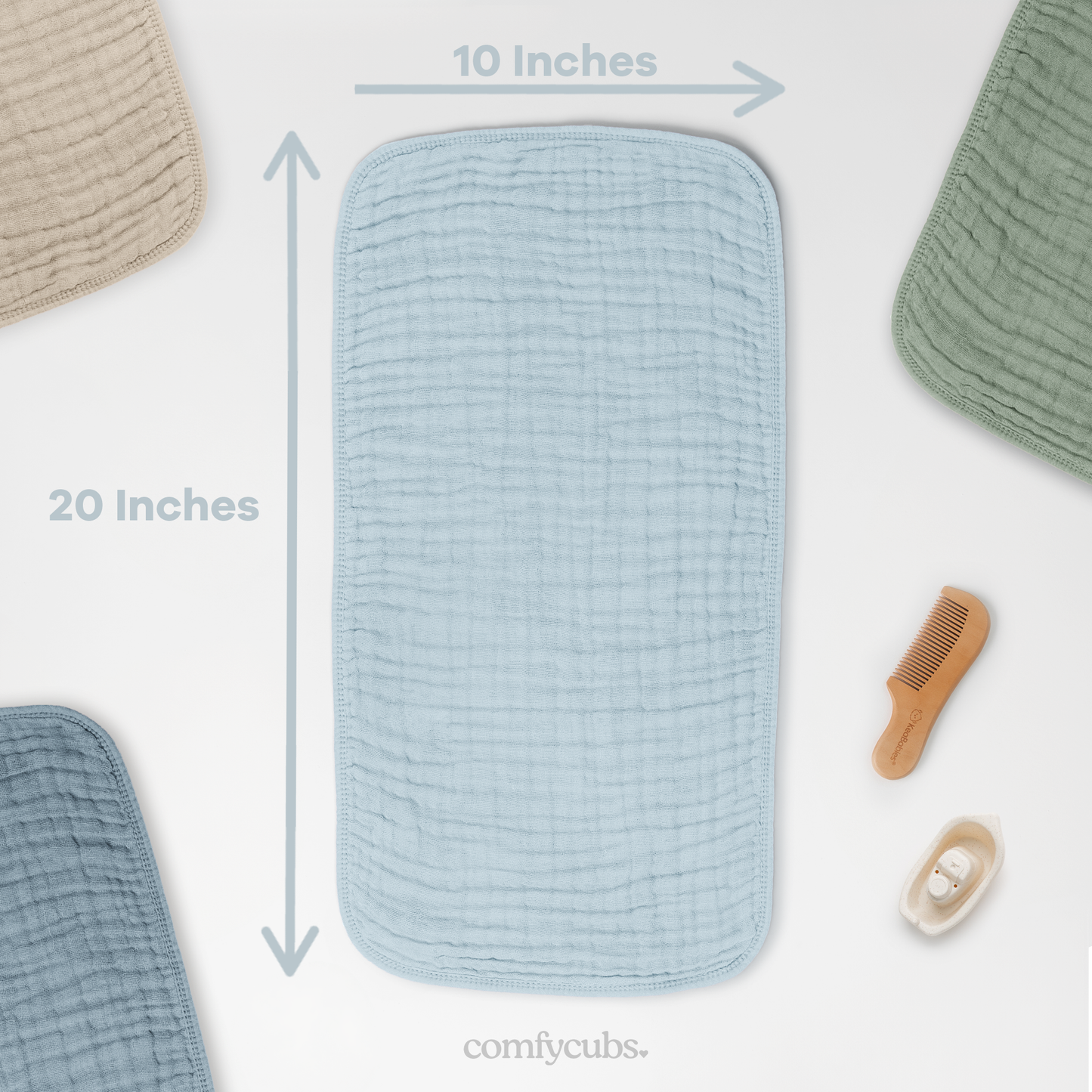 Muslin Burp Cloths - Sky Blue