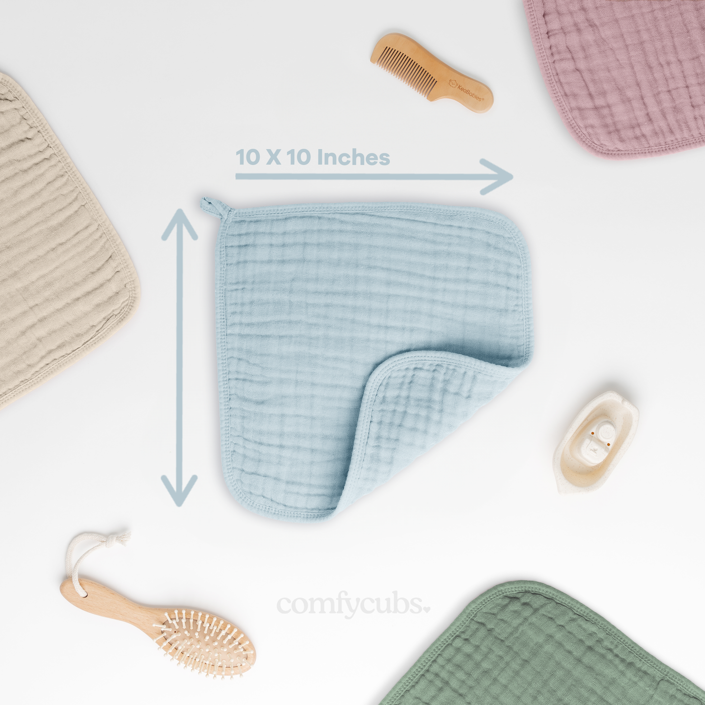 Muslin Washcloths - Sky Blue