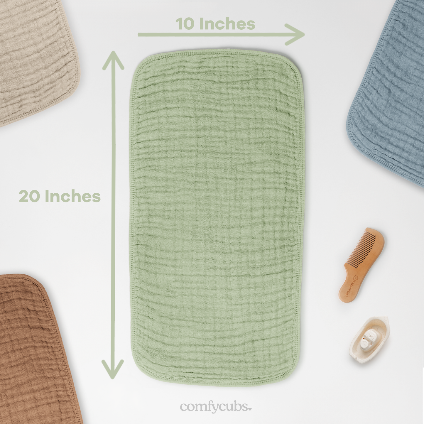 Muslin Burp Cloths - Sage