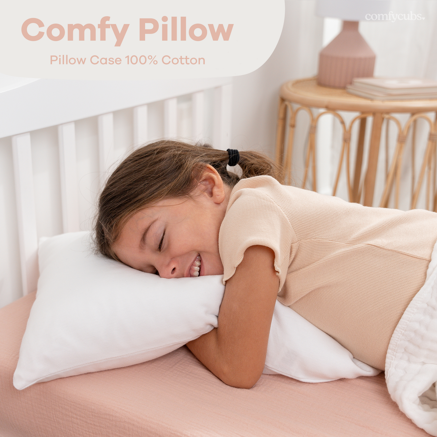 Toddler Pillows with Soft Cotton Pillow Case - White