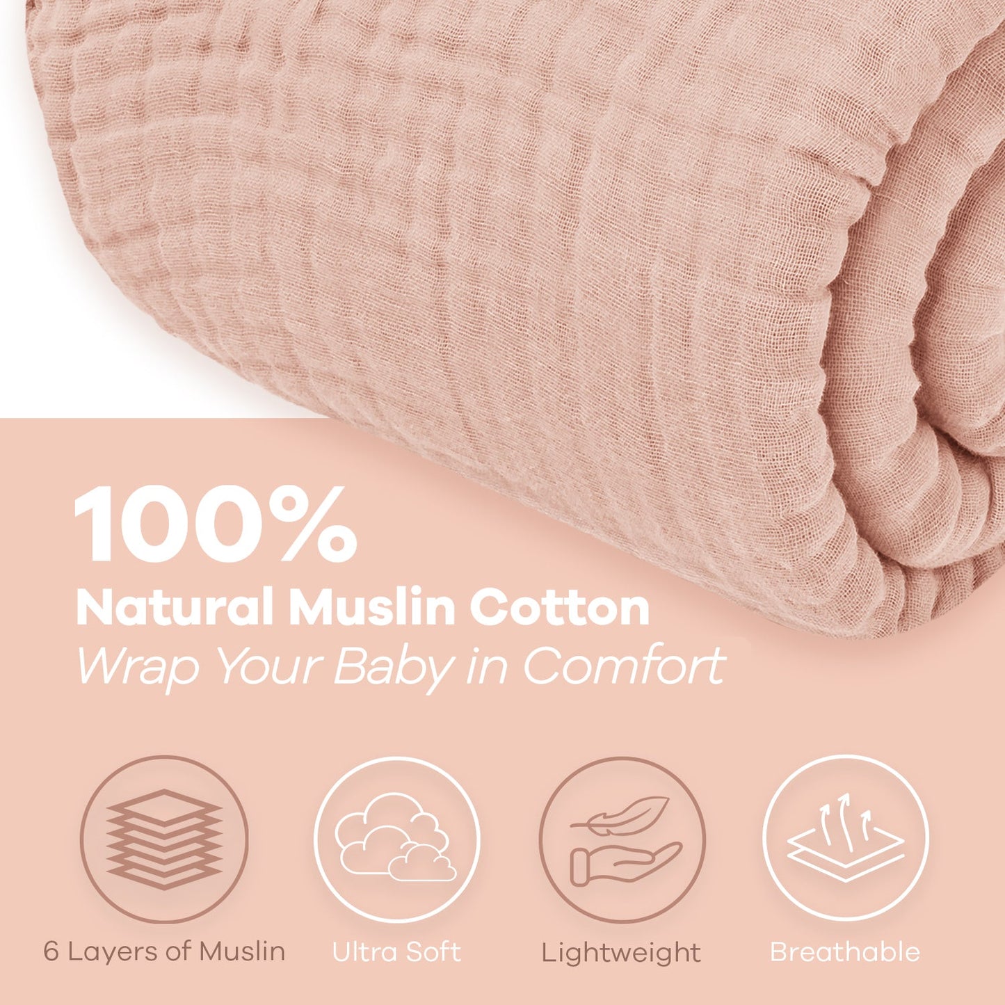 Adult Muslin Blanket in Blush