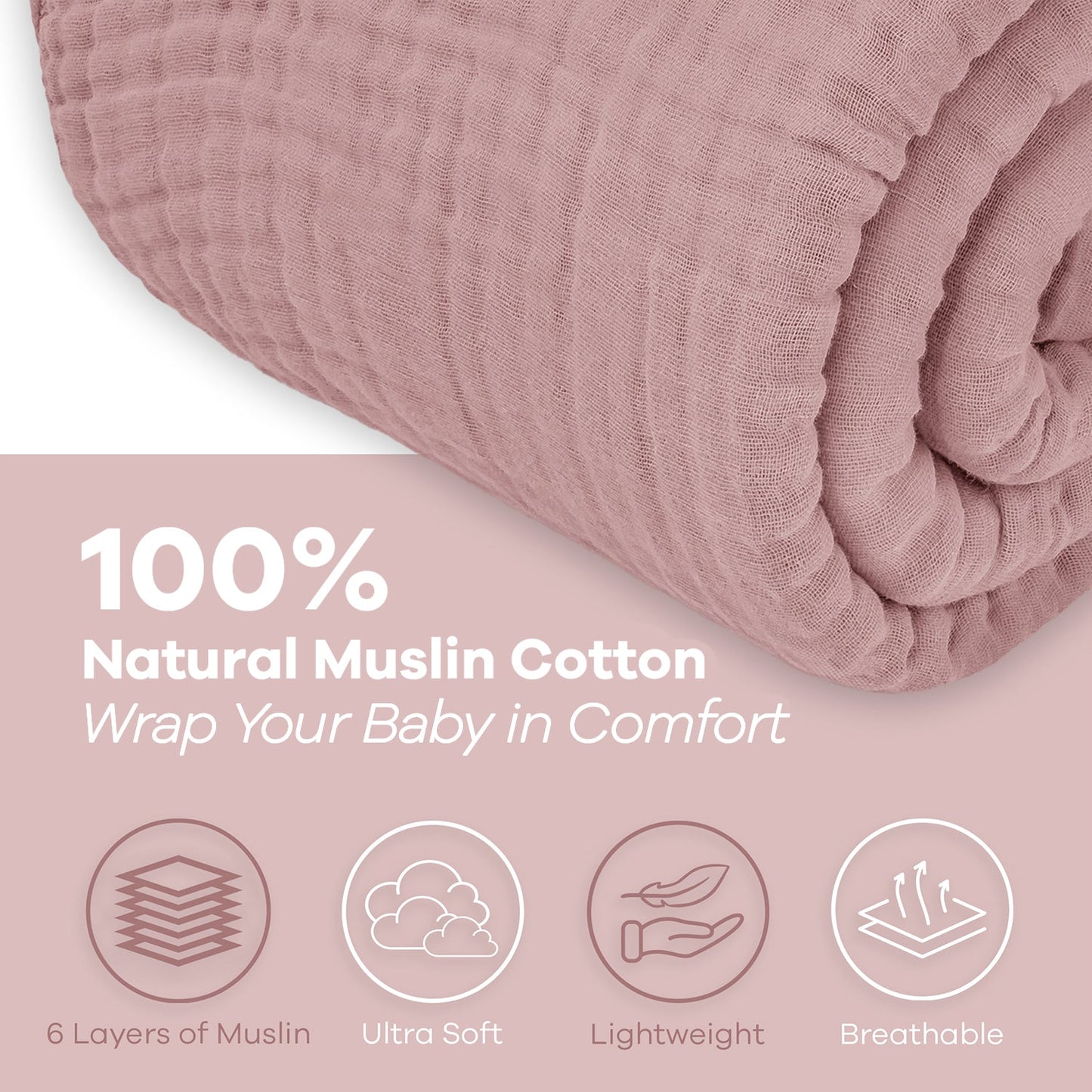 Adult Muslin Blanket in Mauve