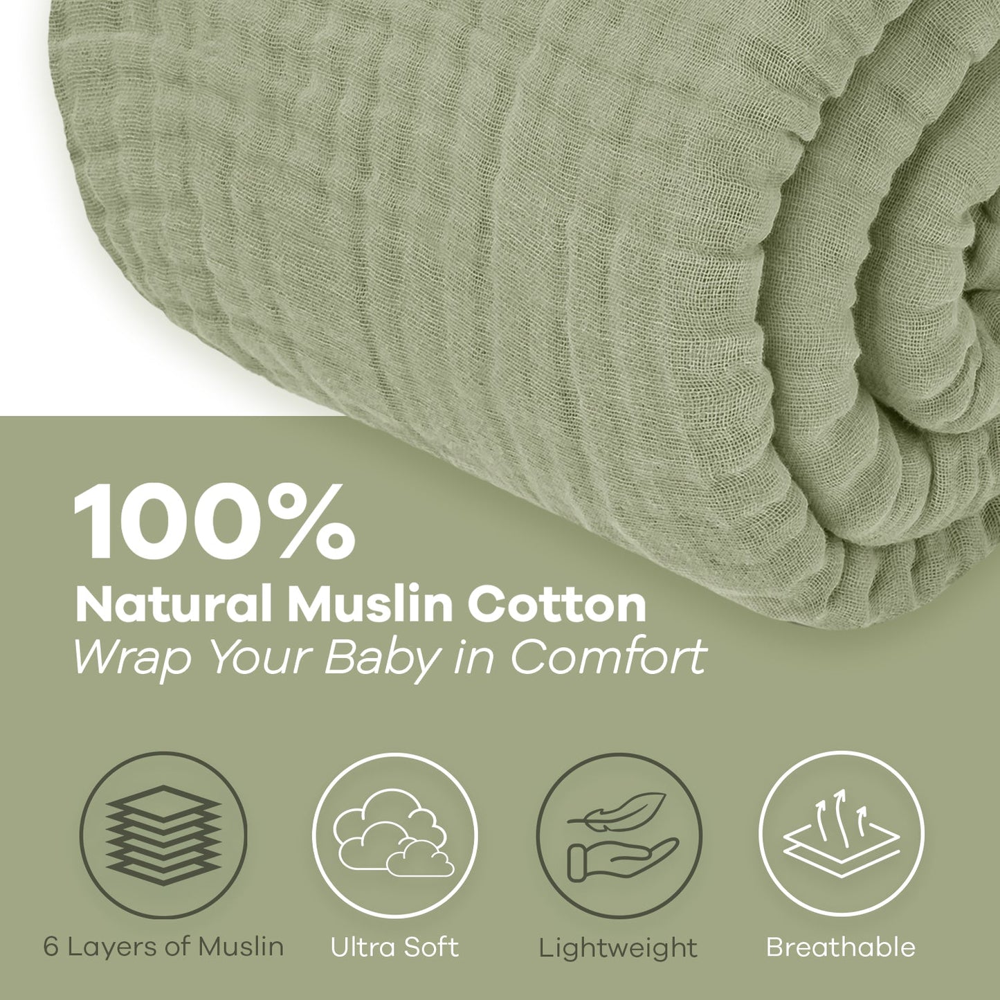 Adult Muslin Blanket in Sage
