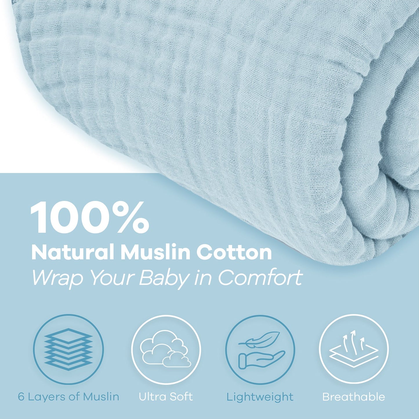 Adult Muslin Blanket in Sky Blue