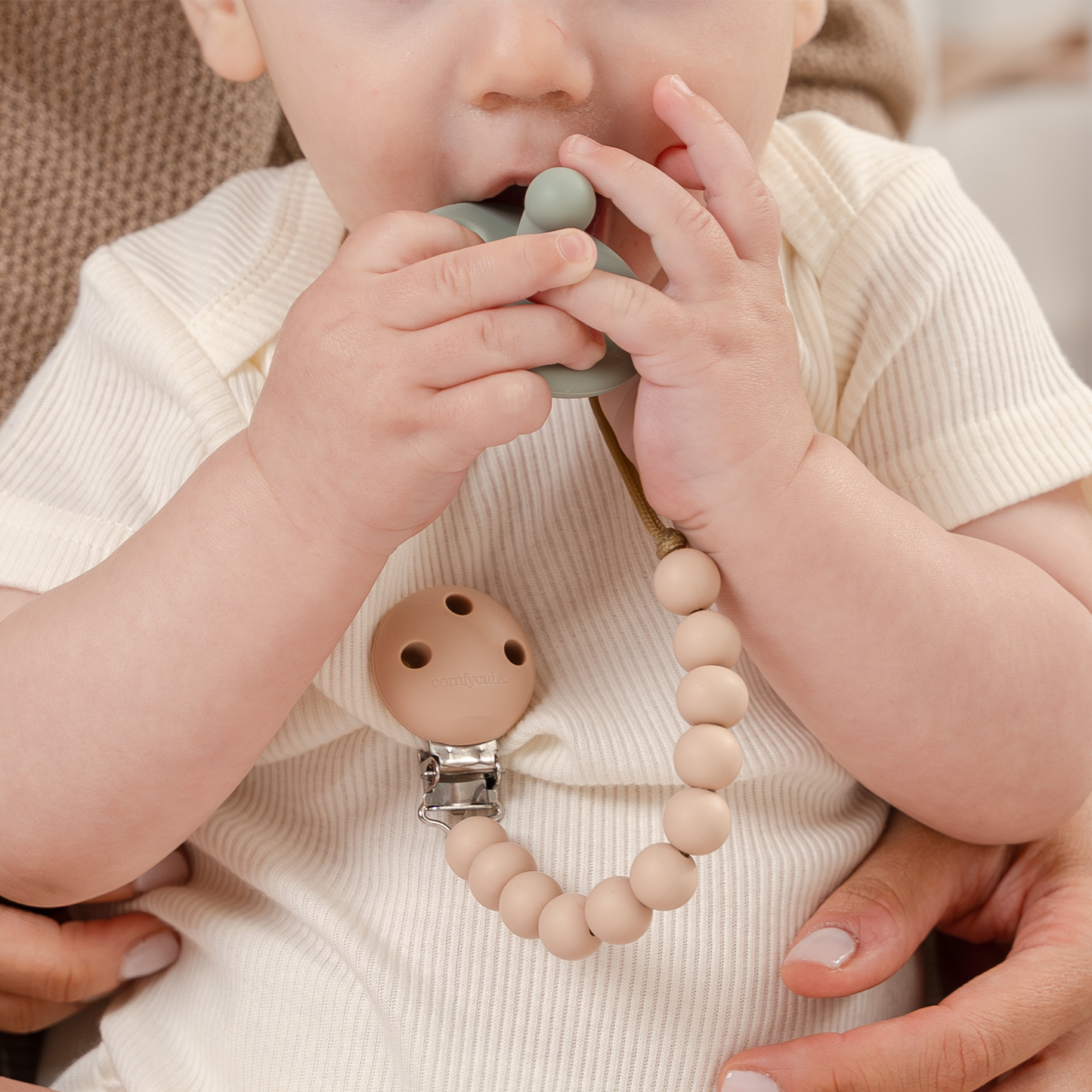 Pacifier Clips, 2 Pack - Beige