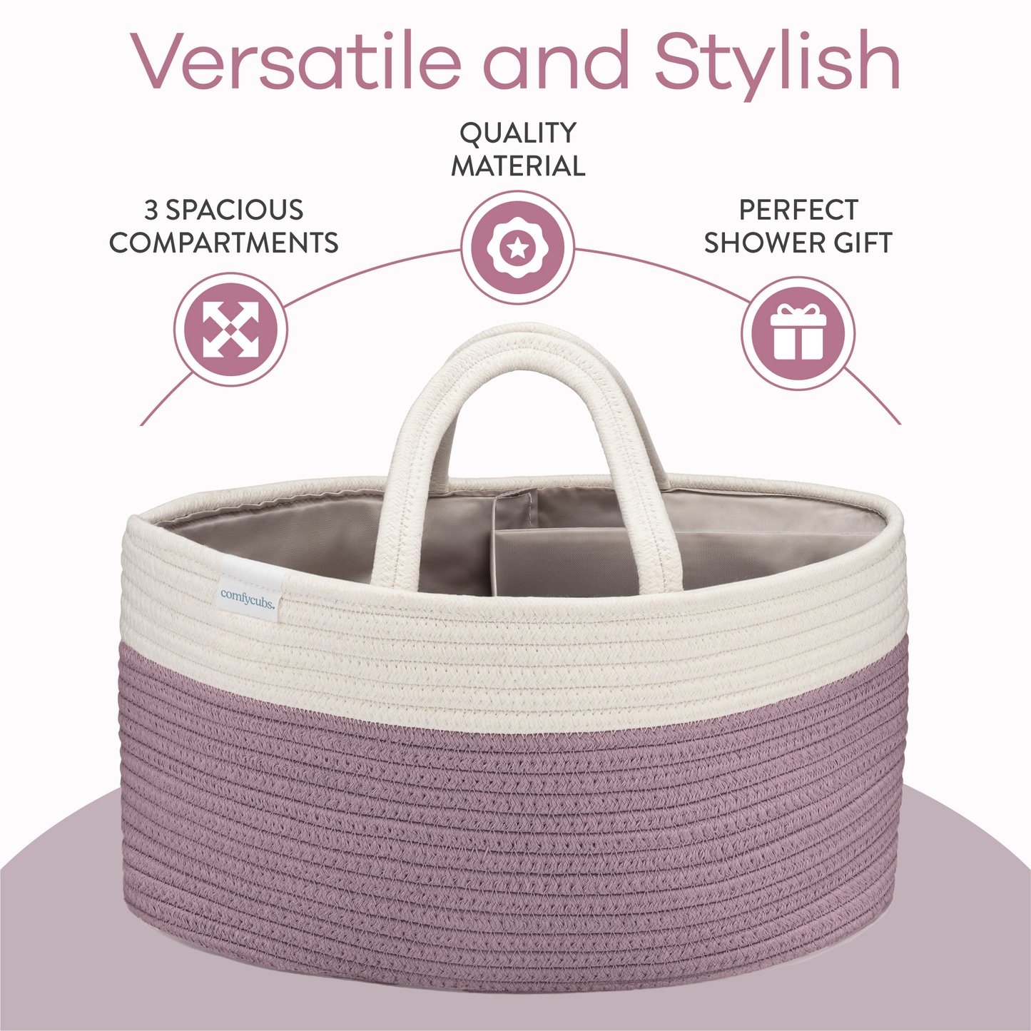 Rope Diaper Caddy - Mauve