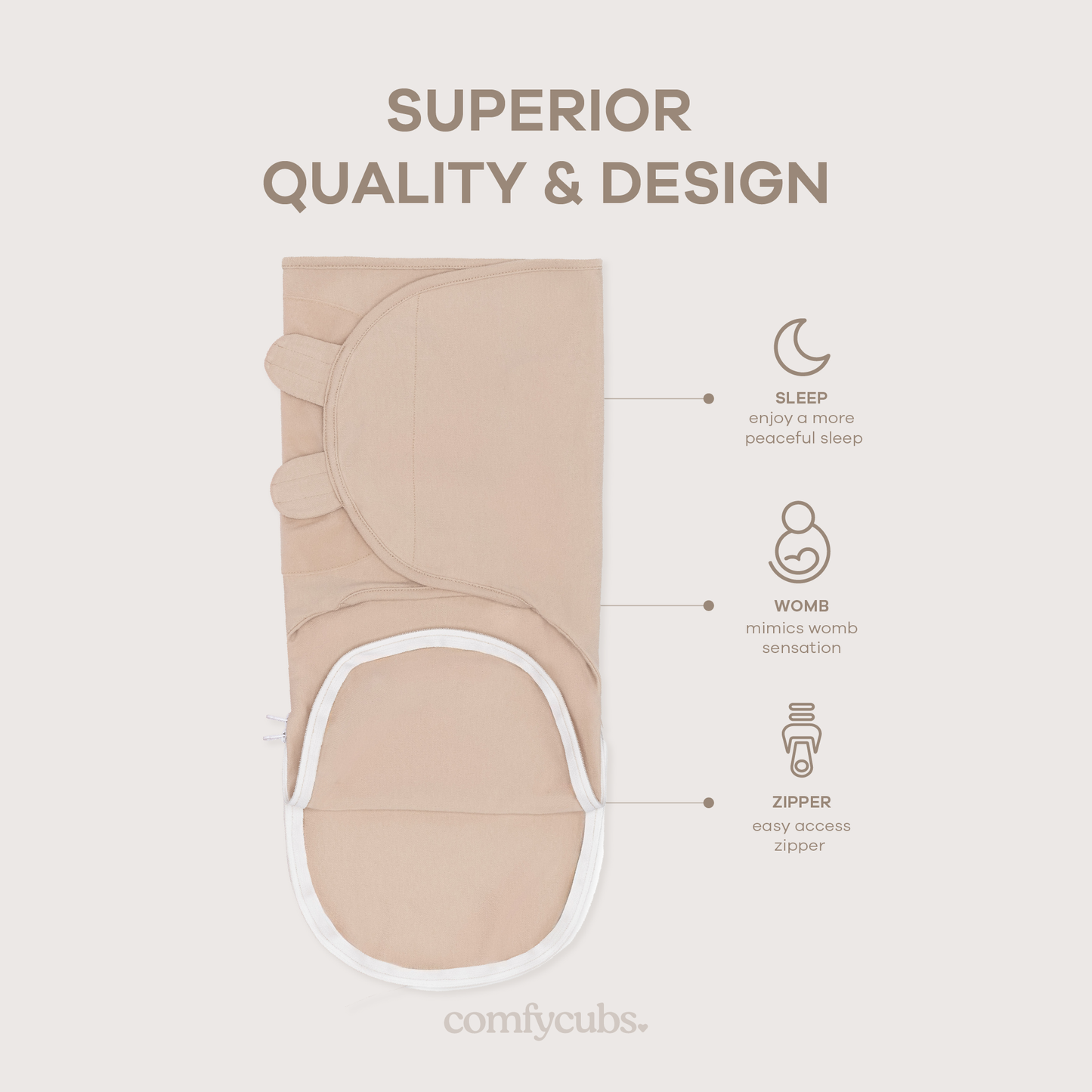 Easy Swaddle Blankets with Zipper - Light Blush, Blush, Mauve