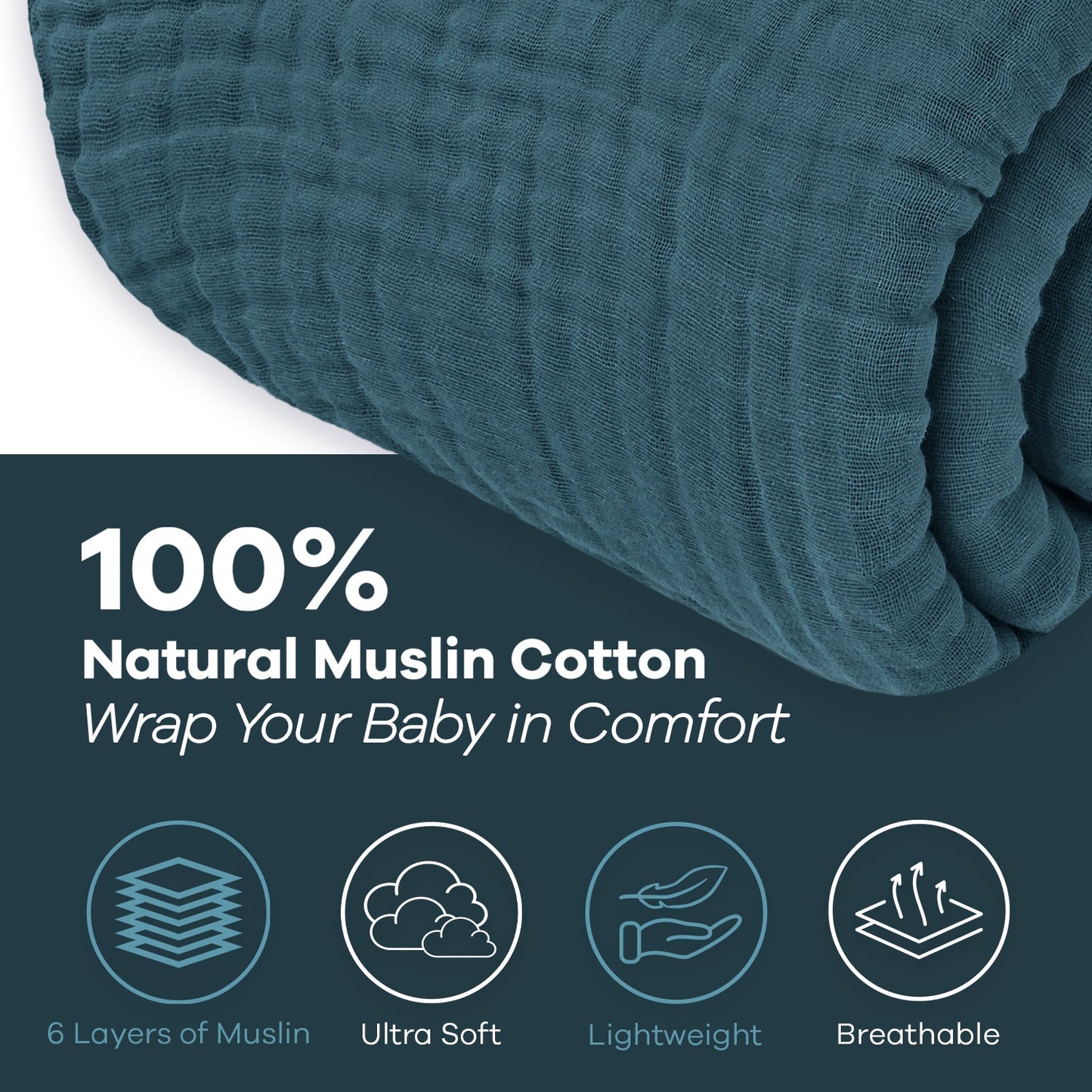 Adult Muslin Blanket in Neptune