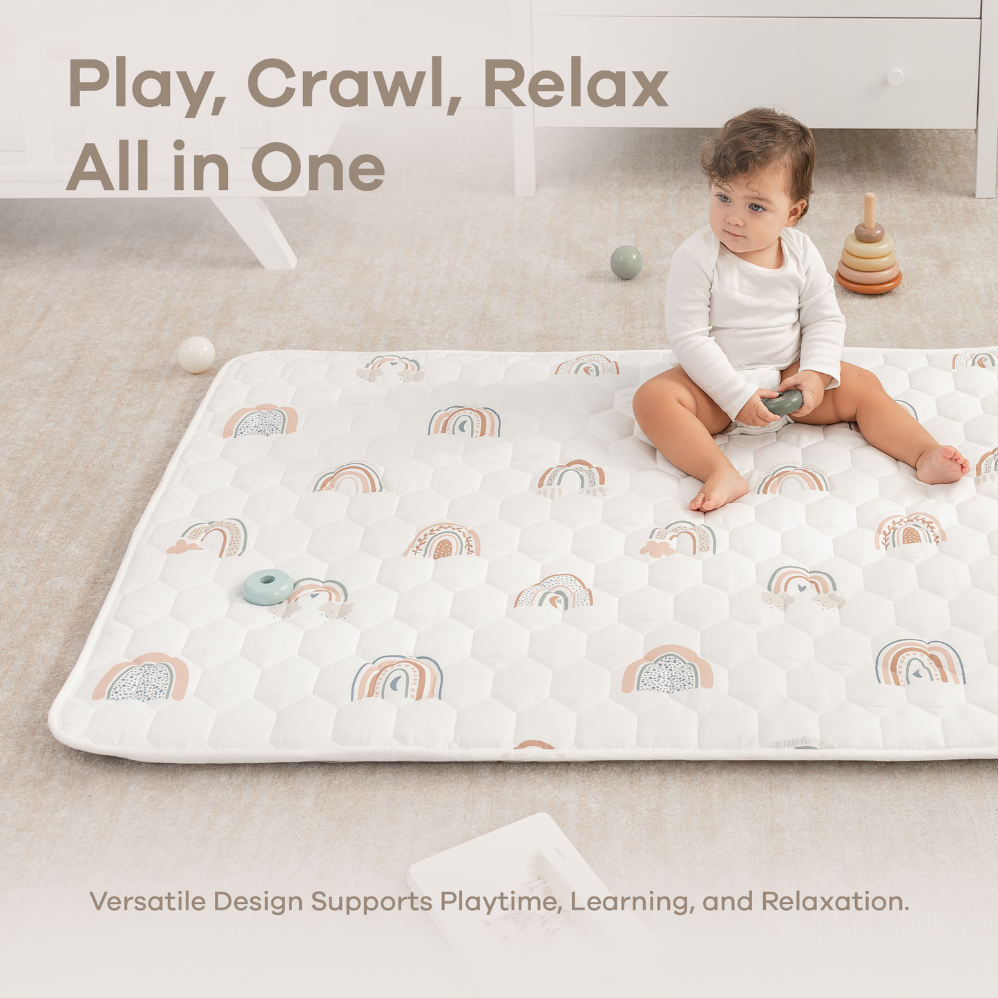 Play Mat with Non-Slip Bottom - Rainbow