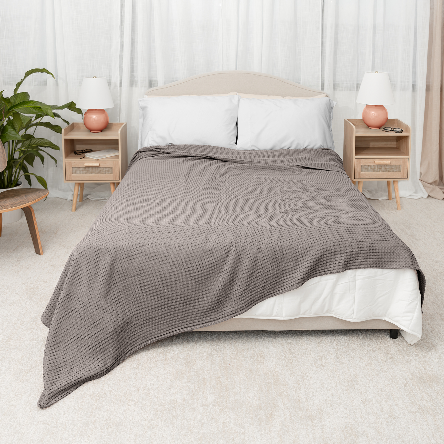 Adult Waffle Blankets in Charcoal