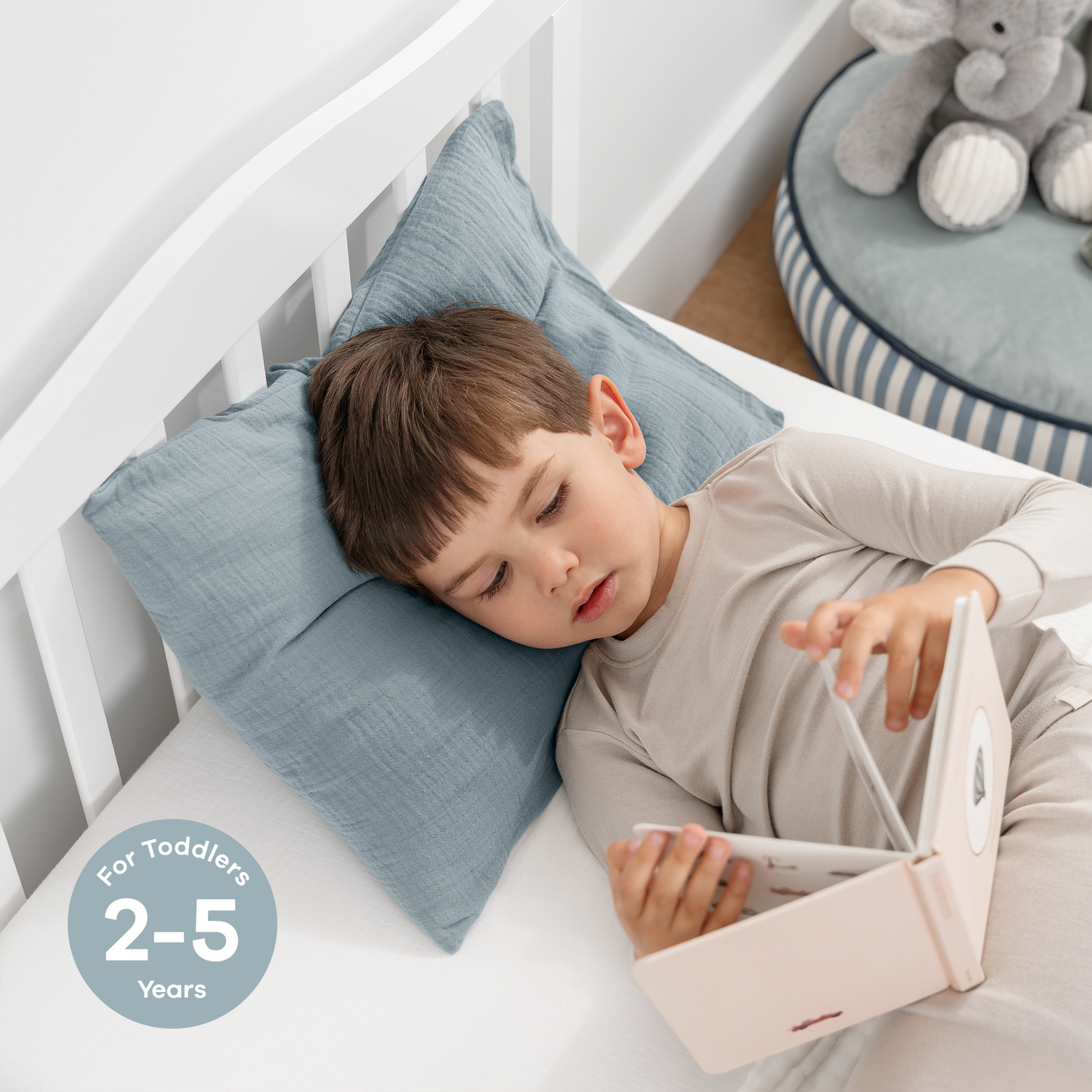 Toddler Pillows with Soft Muslin Pillow Case - Pacific Blue