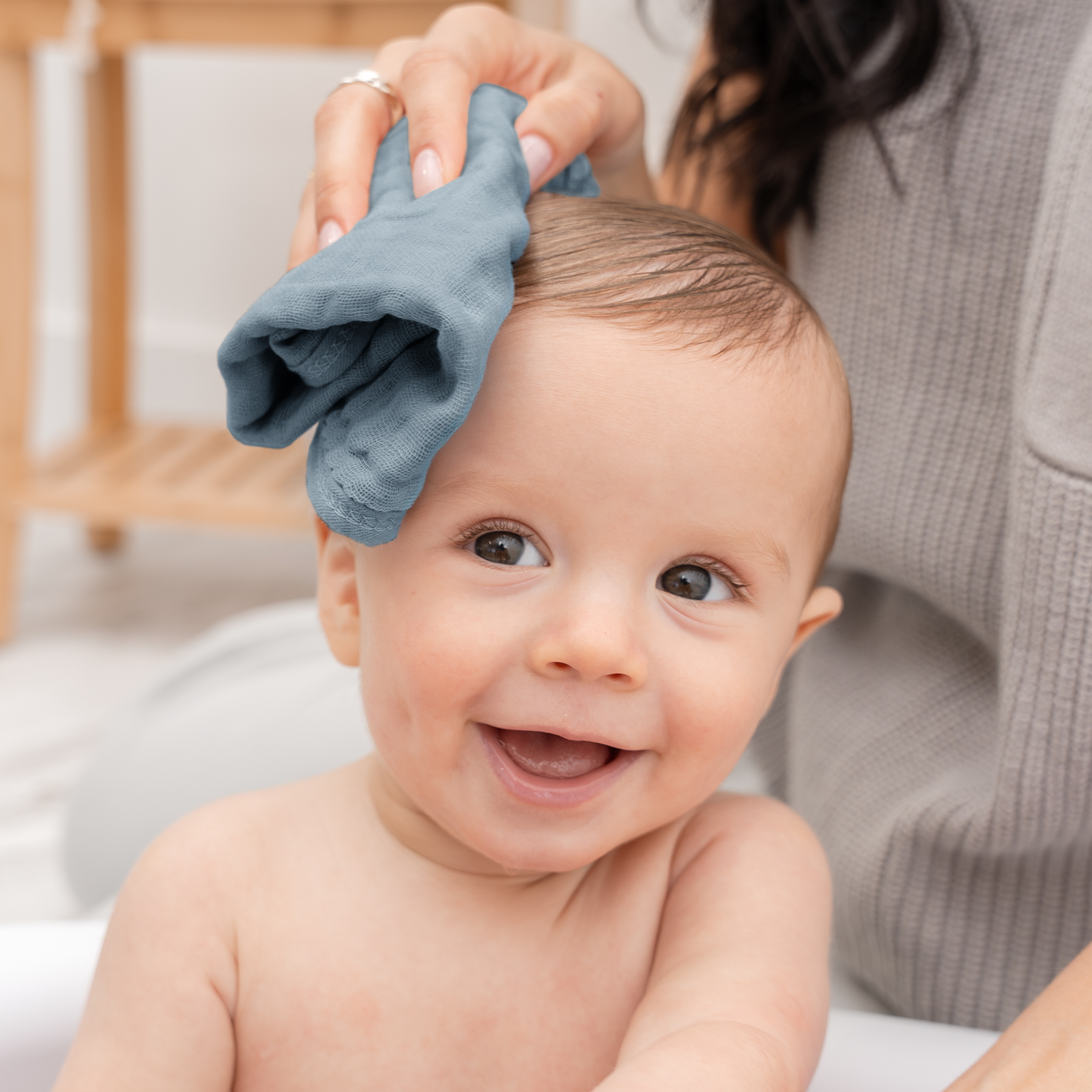 Muslin Washcloths - Pacific Blue