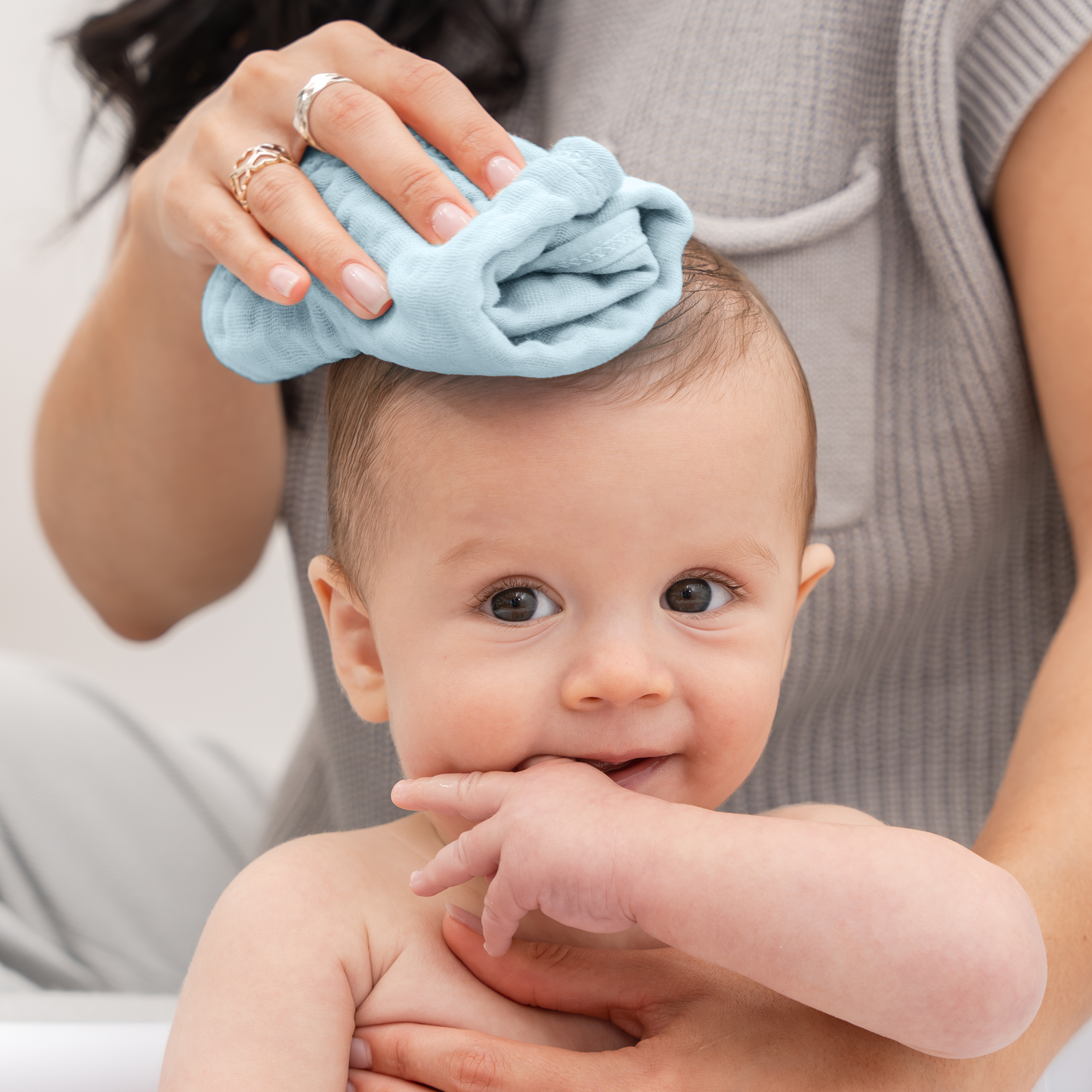 Muslin Washcloths - Sky Blue