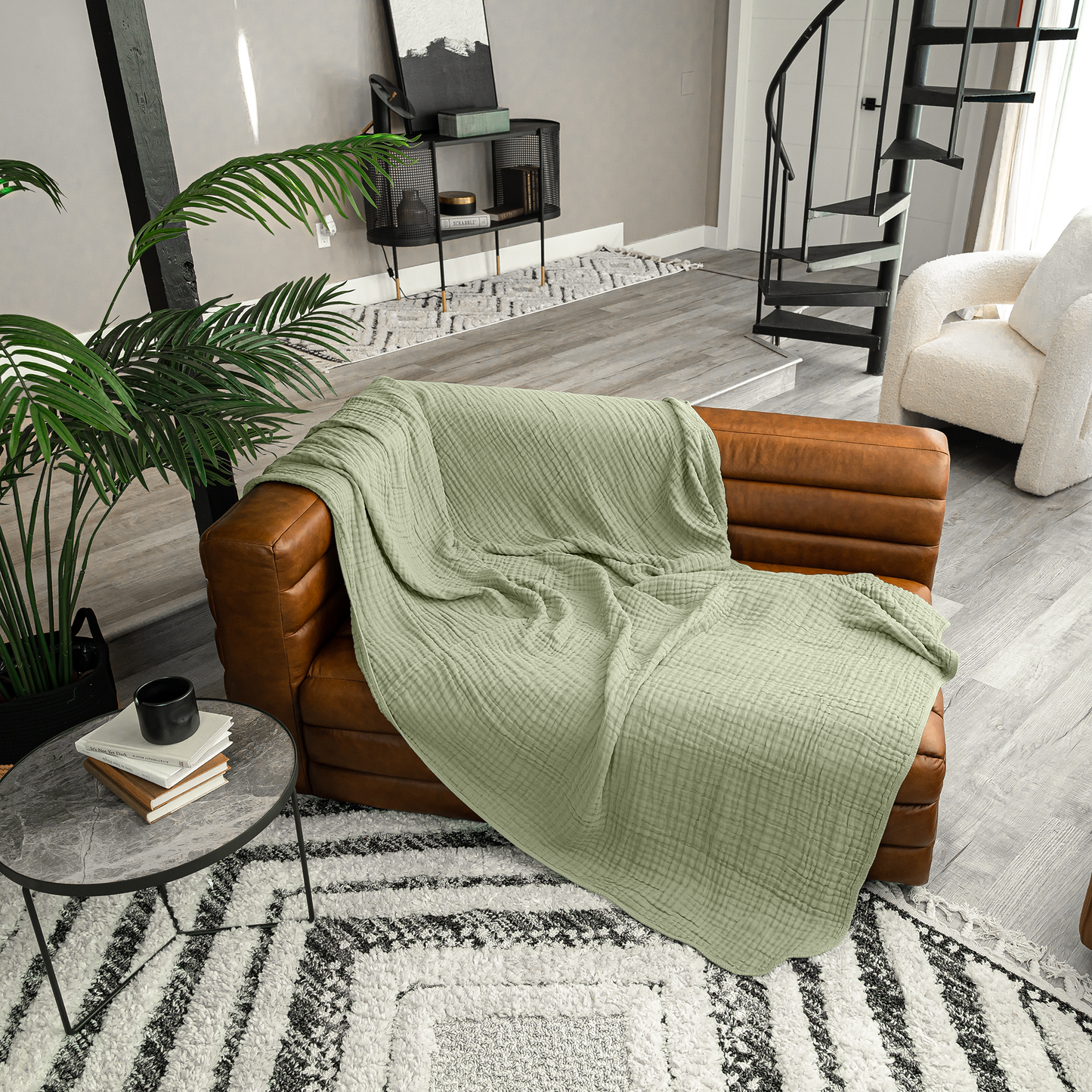 Adult Muslin Blanket in Sage