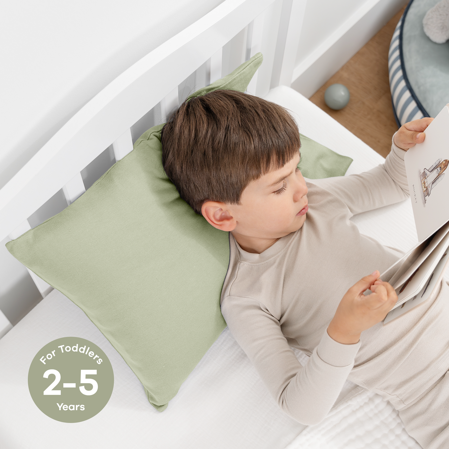 Toddler Pillows with Soft Cotton Pillow Case - Sage