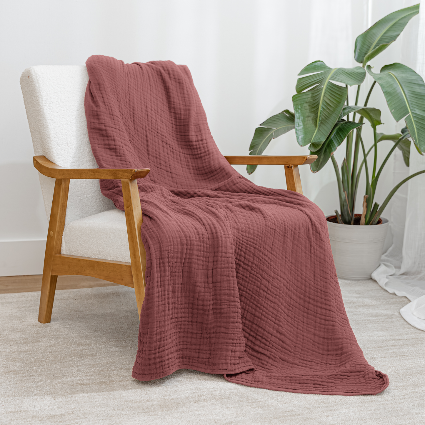 Adult Muslin Blanket in Wine