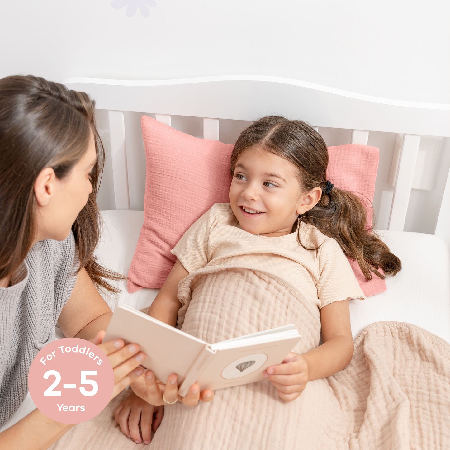 Toddler Pillows with Soft Muslin Pillow Case - Blush