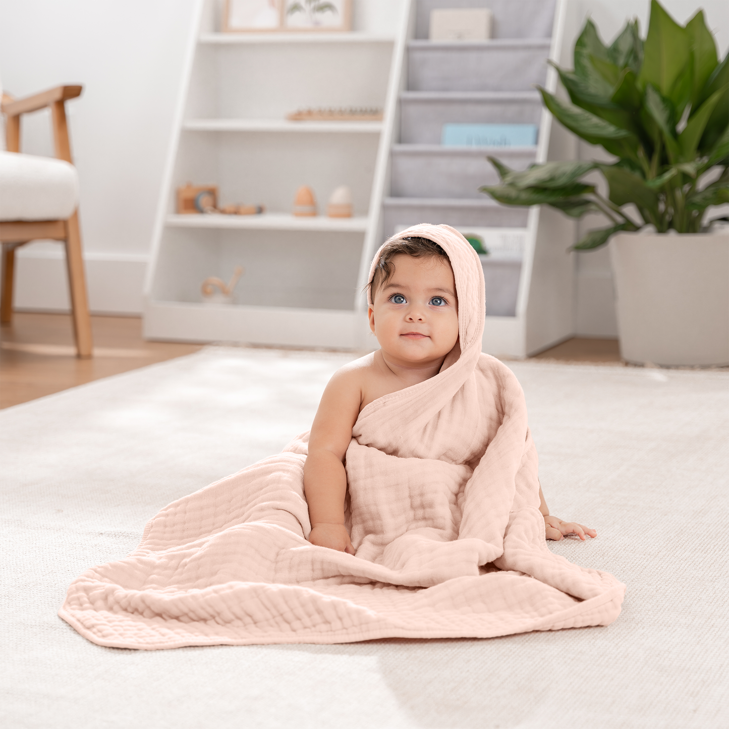 Baby Hooded Towels - Mauve & Blush