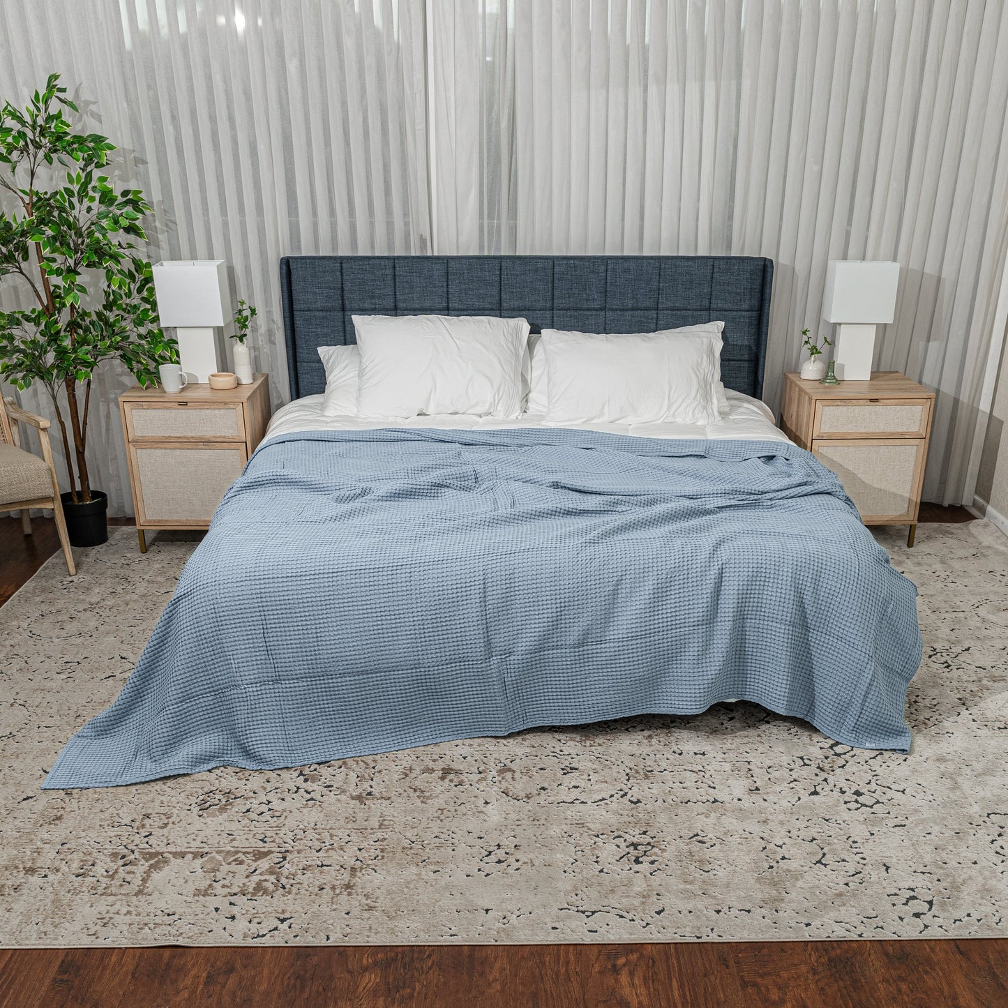 Adult Waffle Blankets in Pacific Blue