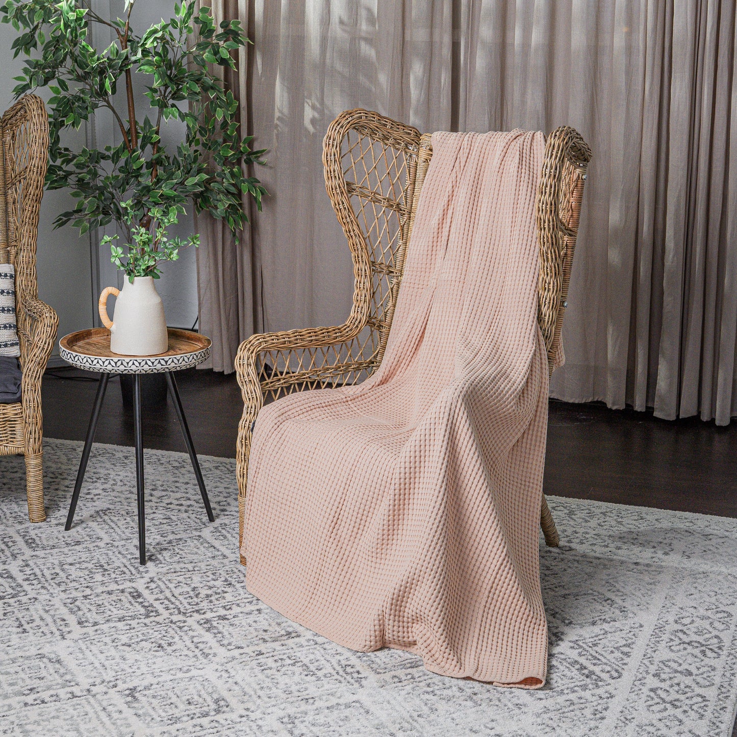 Adult Waffle Blankets in Blush