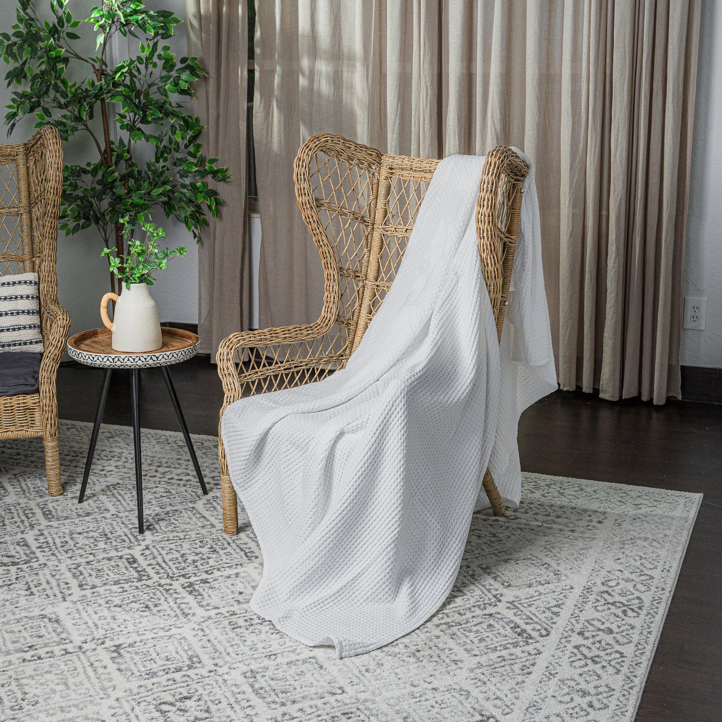 Adult Waffle Blankets in White