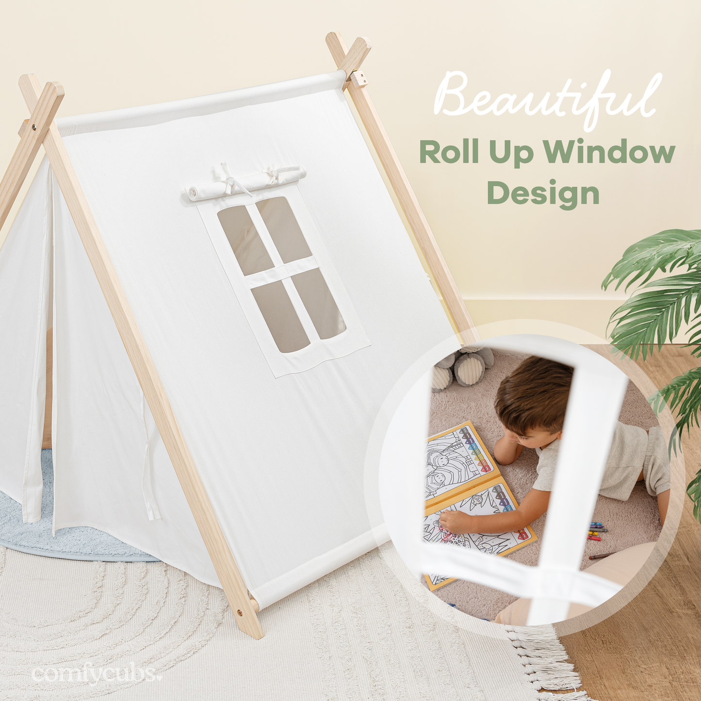 Kids Indoor Play Tent - Natural Wood