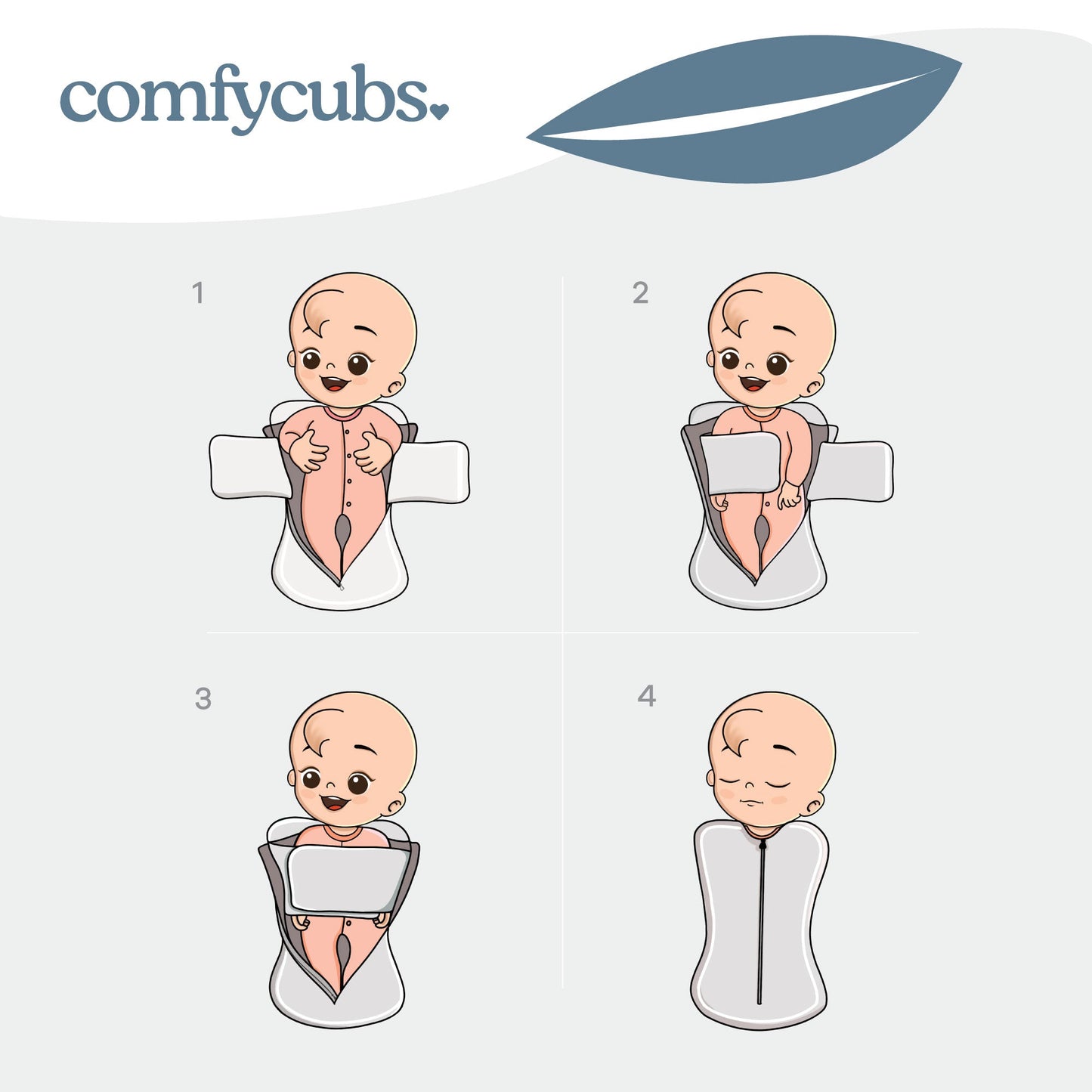 Easy Zipper Swaddle Blankets - Pink