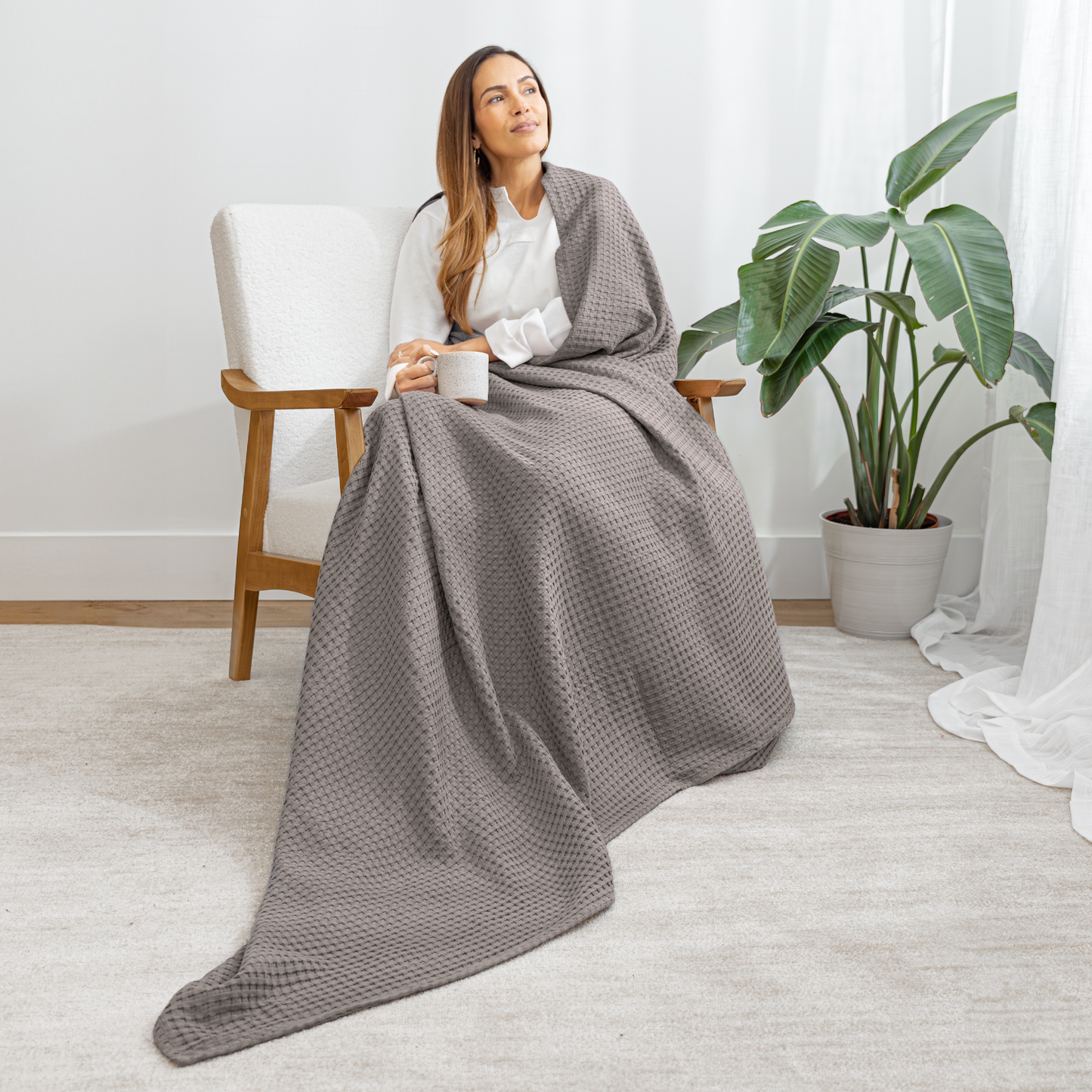 Adult Waffle Blankets in Charcoal