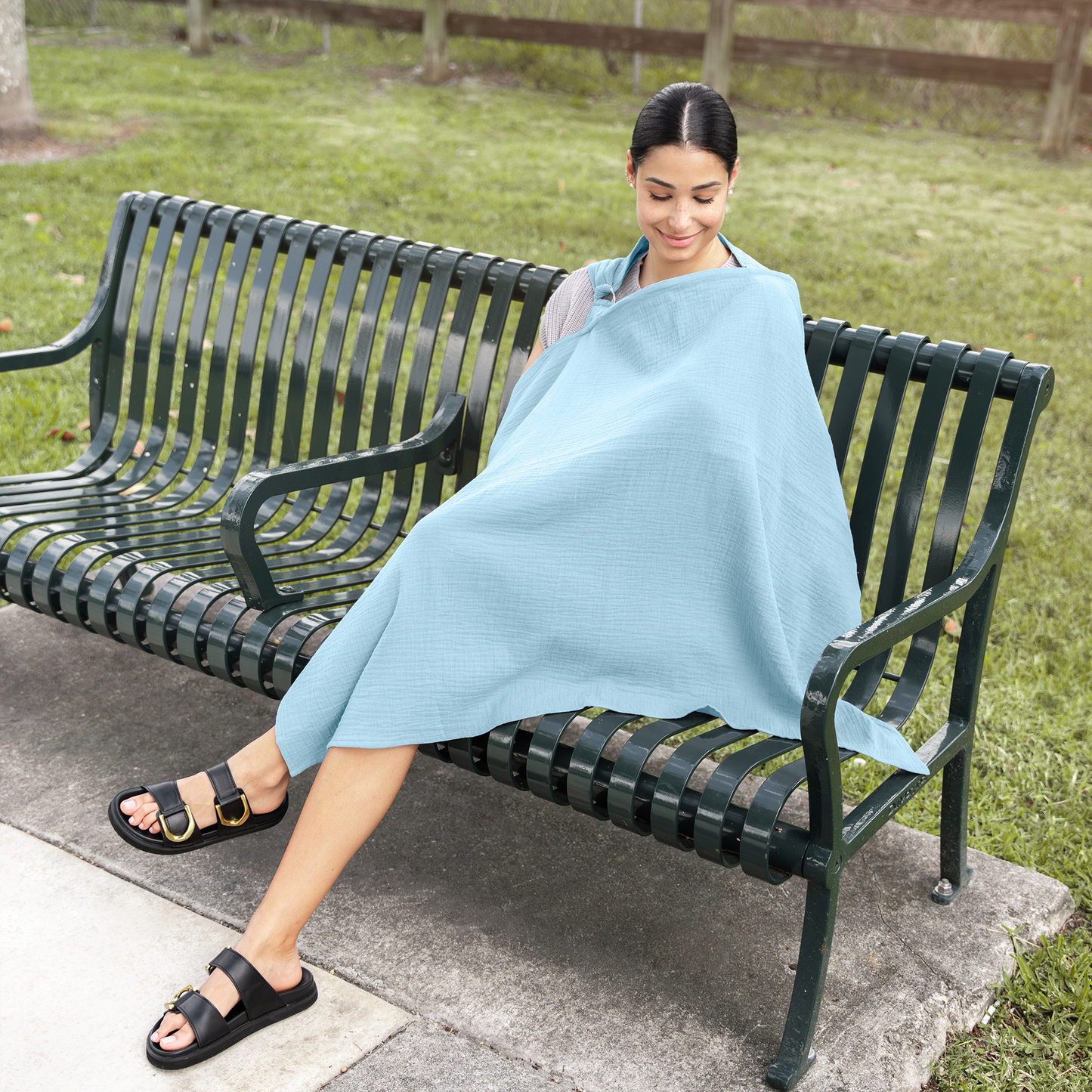 Muslin Nursing Cover - Sky Blue