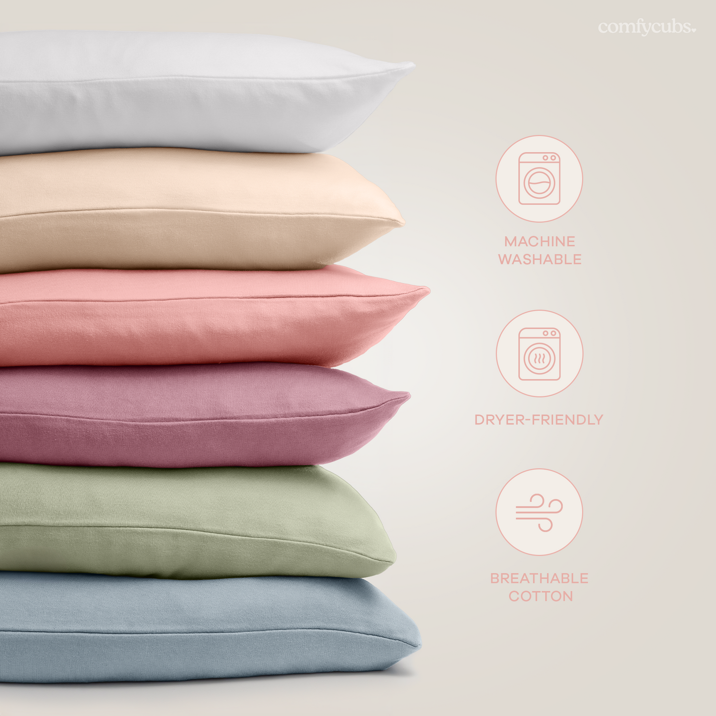 Toddler Pillows with Soft Cotton Pillow Case - Cream