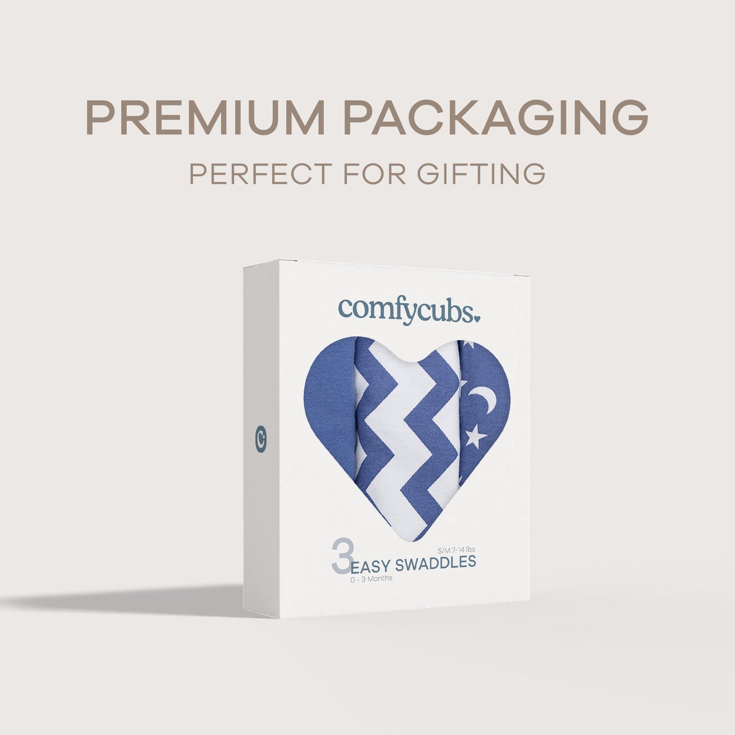 Easy Swaddle Blankets - Dark Blue, Pack of 3