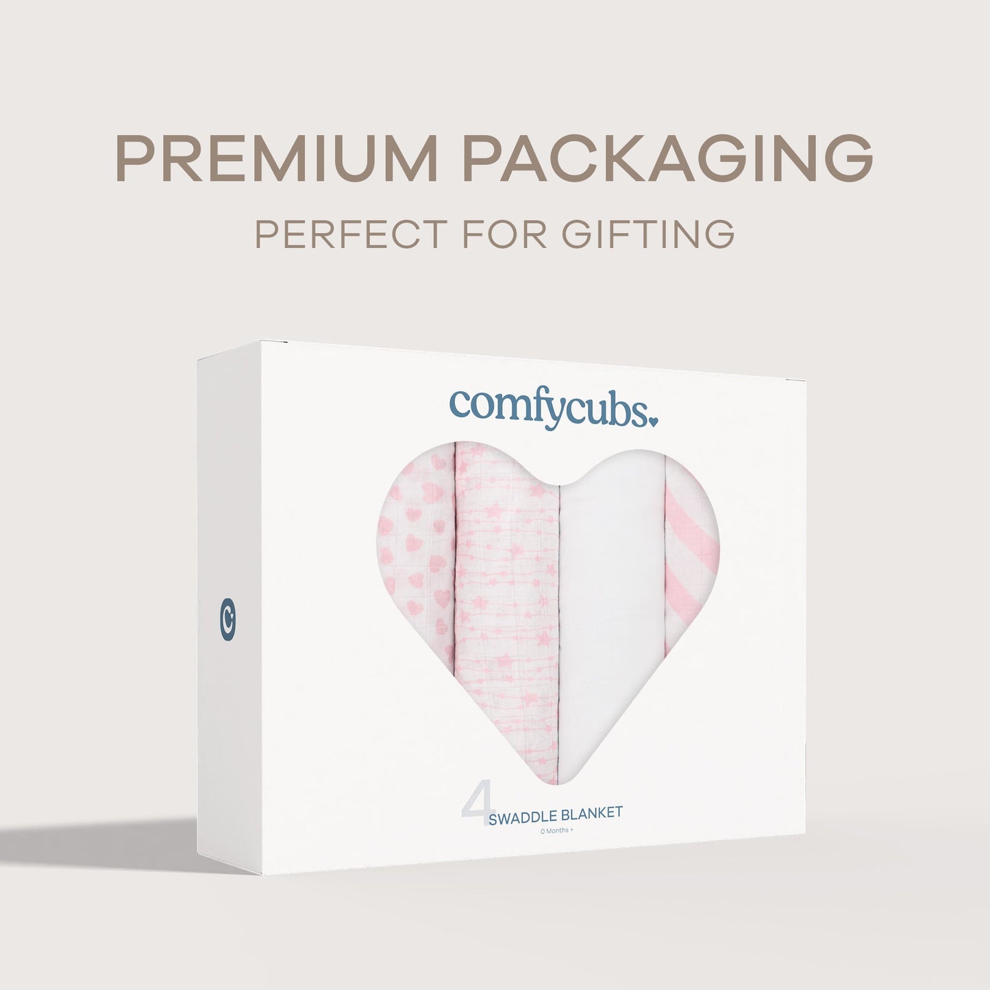 Muslin Swaddle Blankets, 4 Pack - Pink