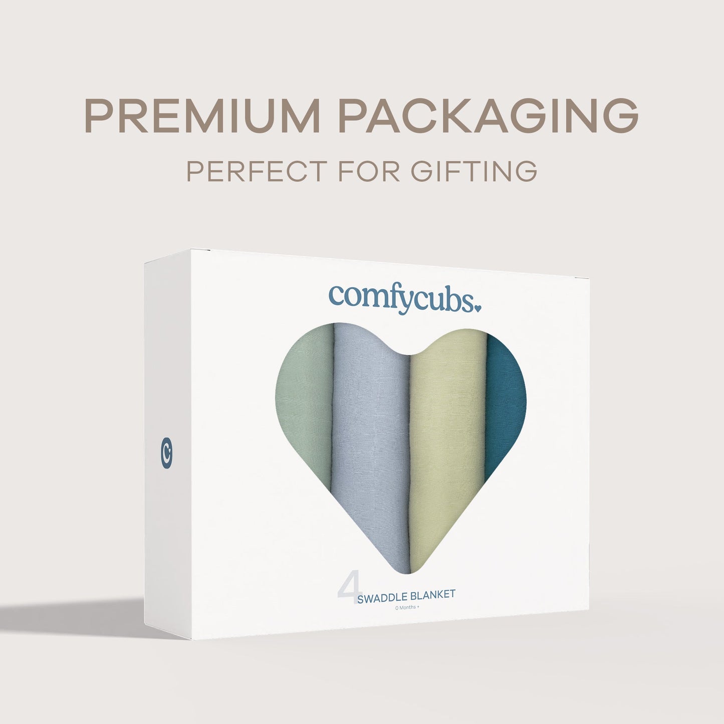 Muslin Swaddle Blankets, 4 Pack - Sage, Pacific Blue, Fern, Neptune