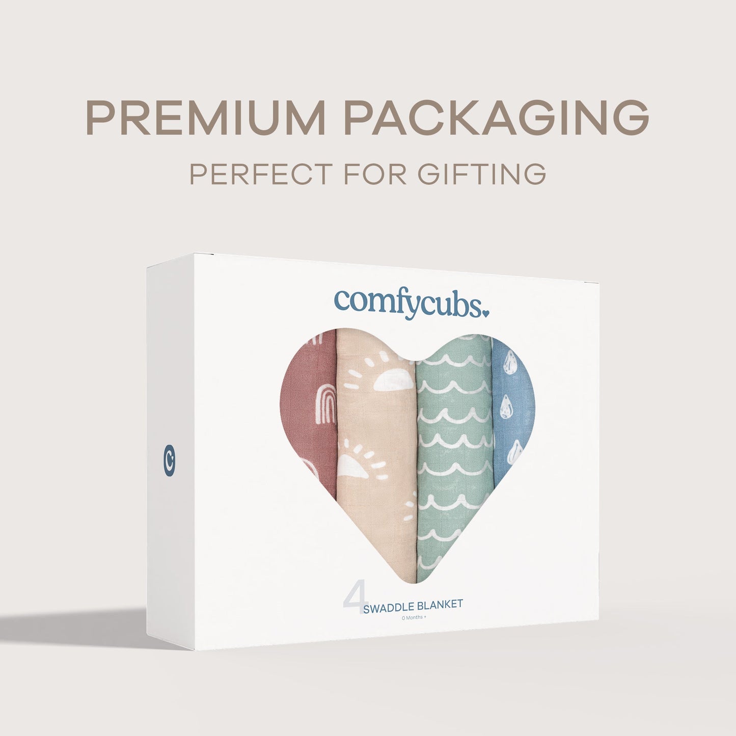 Muslin Swaddle Blankets, 4 Pack - Sun, Rainbow, Rain & Doodle