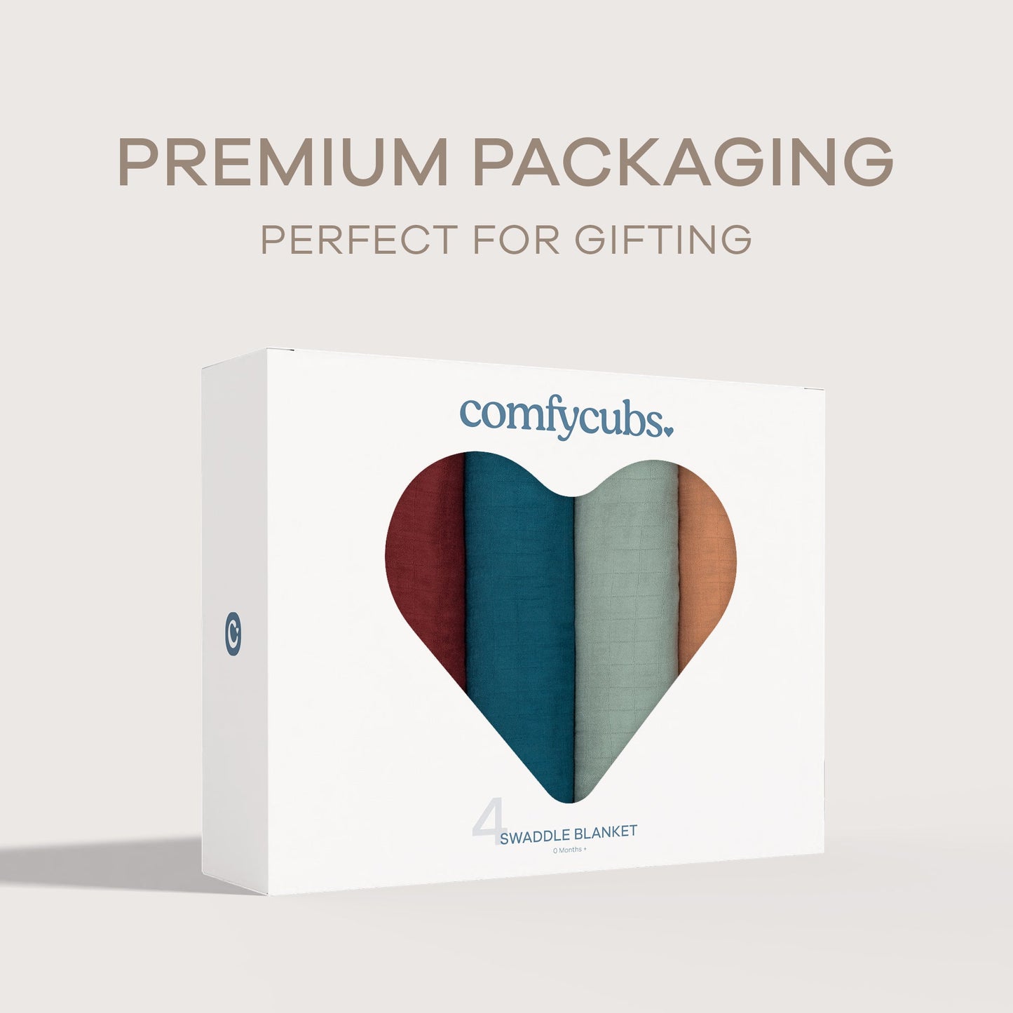 Muslin Swaddle Blankets, 4 Pack - Wine, Neptune, Fern, Caramel