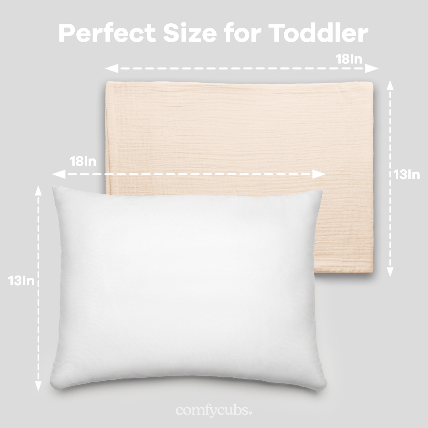 Toddler Pillows with Soft Muslin Pillow Case - Cream