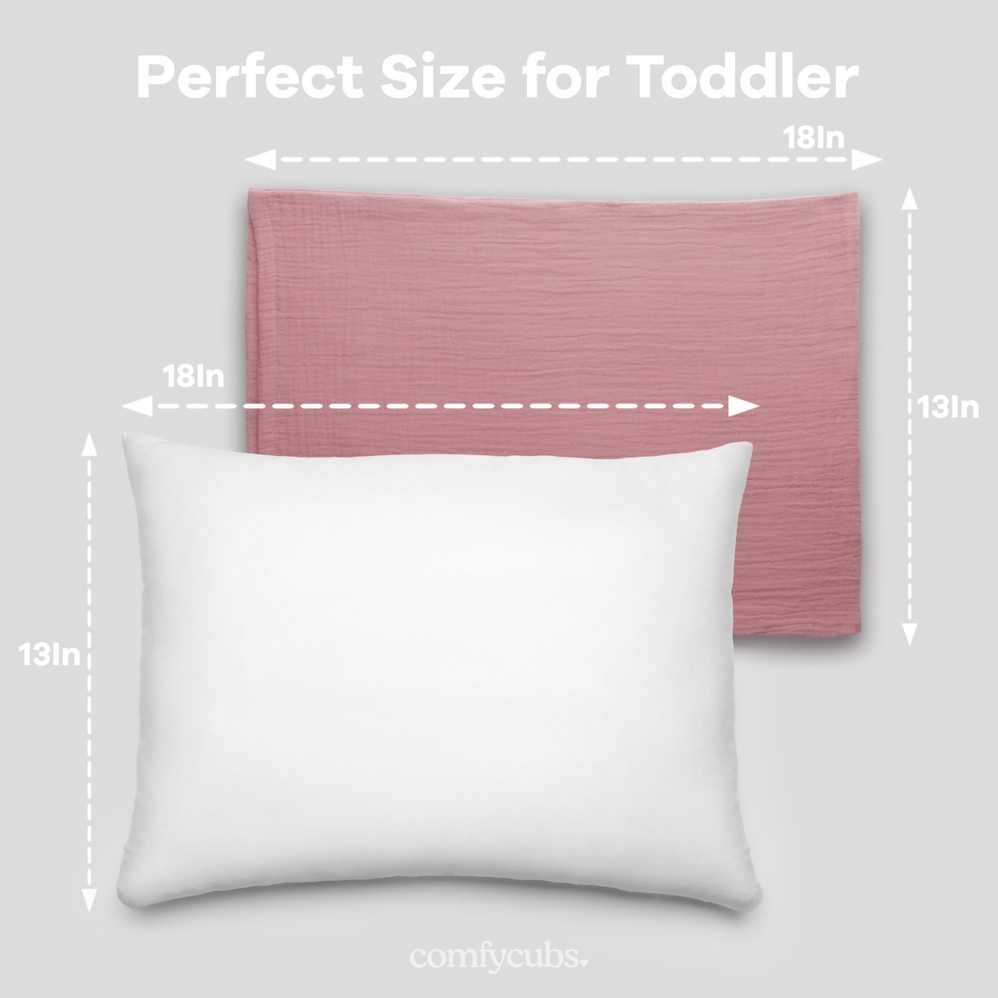 Toddler Pillows with Soft Muslin Pillow Case - Mauve