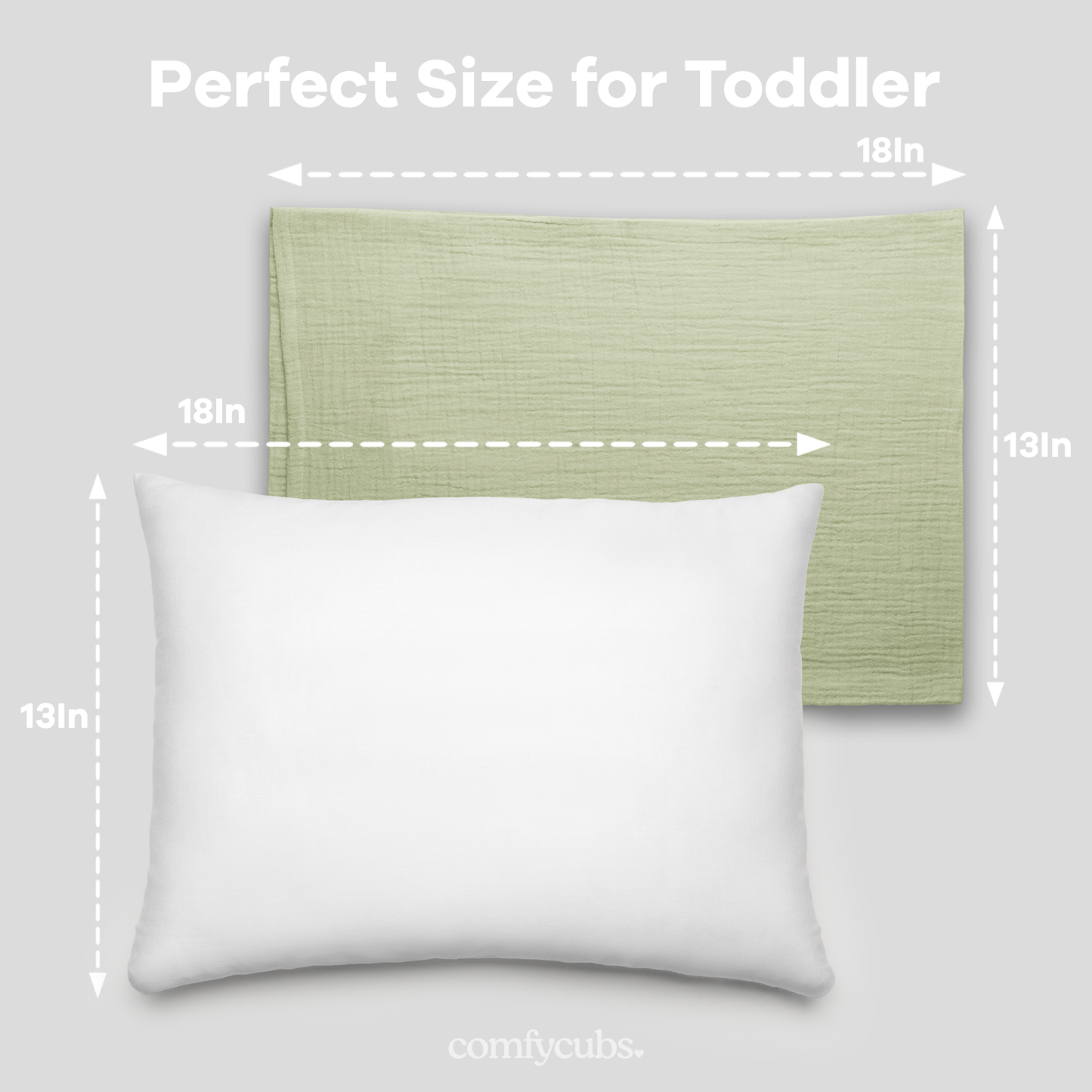 Toddler Pillows with Soft Muslin Pillow Case - Sage