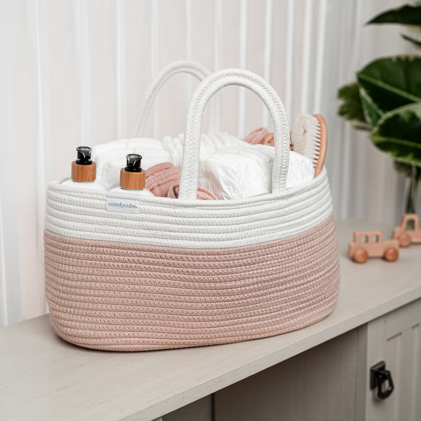 Rope Diaper Caddy - Blush