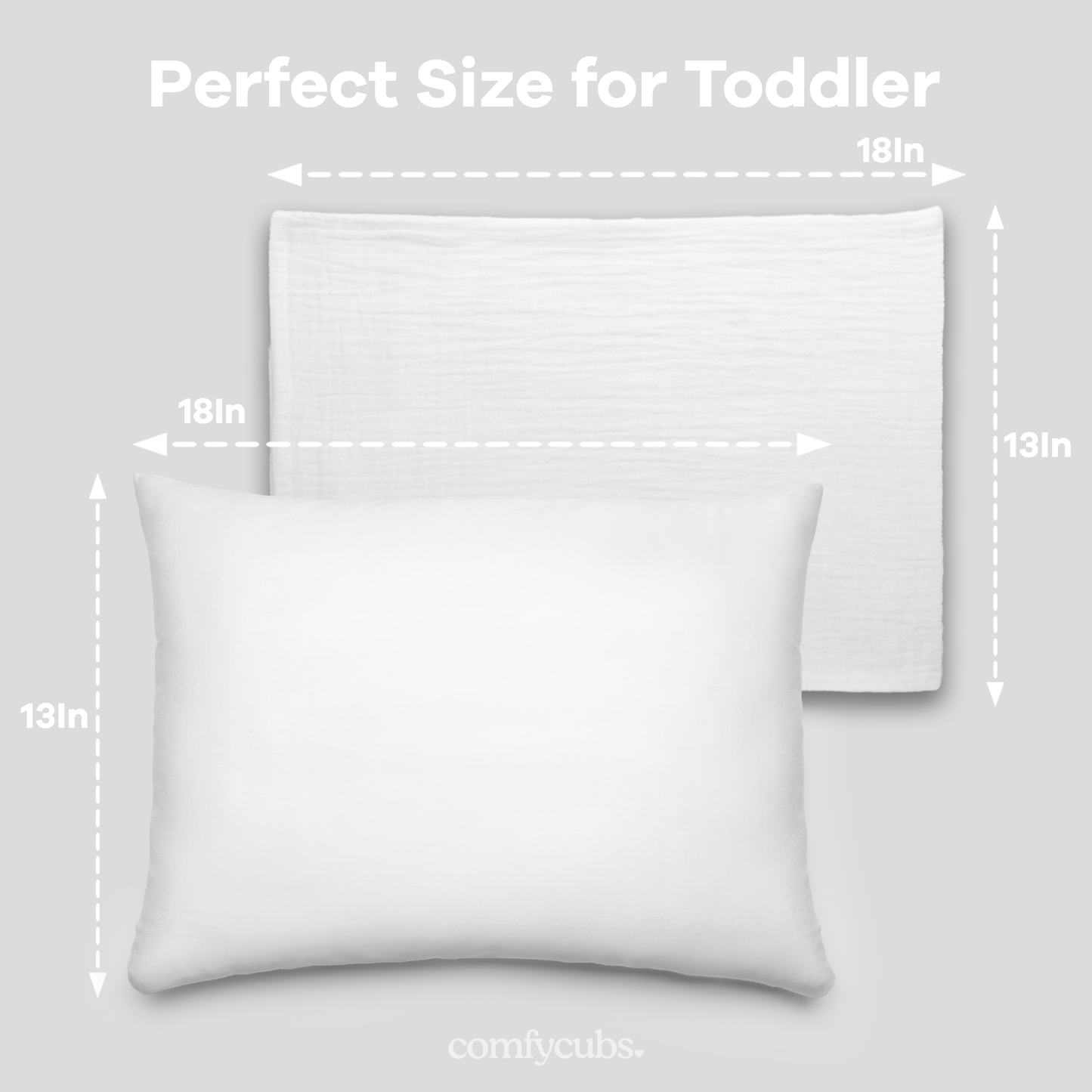 Toddler Pillows with Soft Muslin Pillow Case  - White