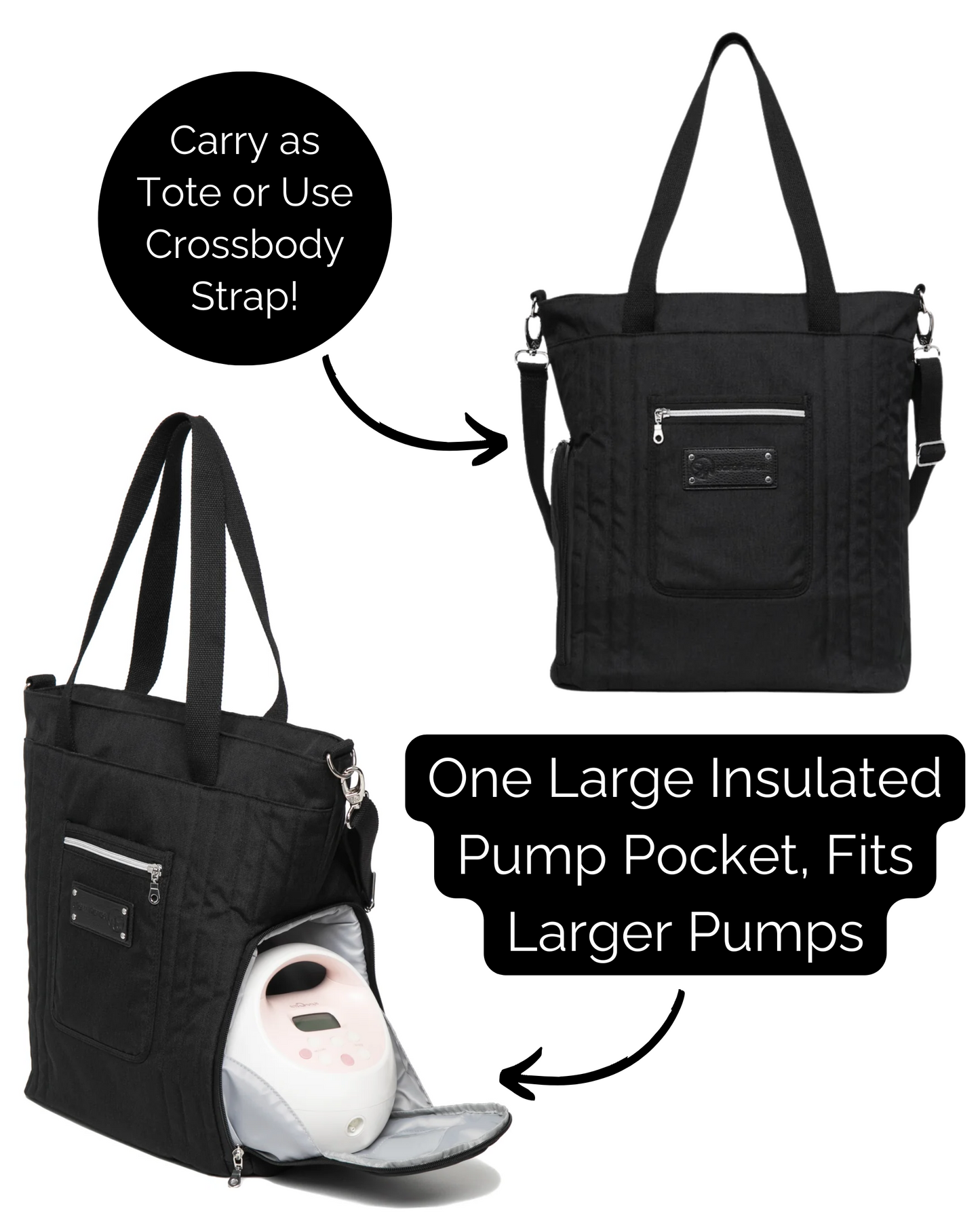 Sarah Wells Suzy Breast Pump Tote - Lightweight Portable Pump Tote with Side Pocket for Wearable & Compact Pumps