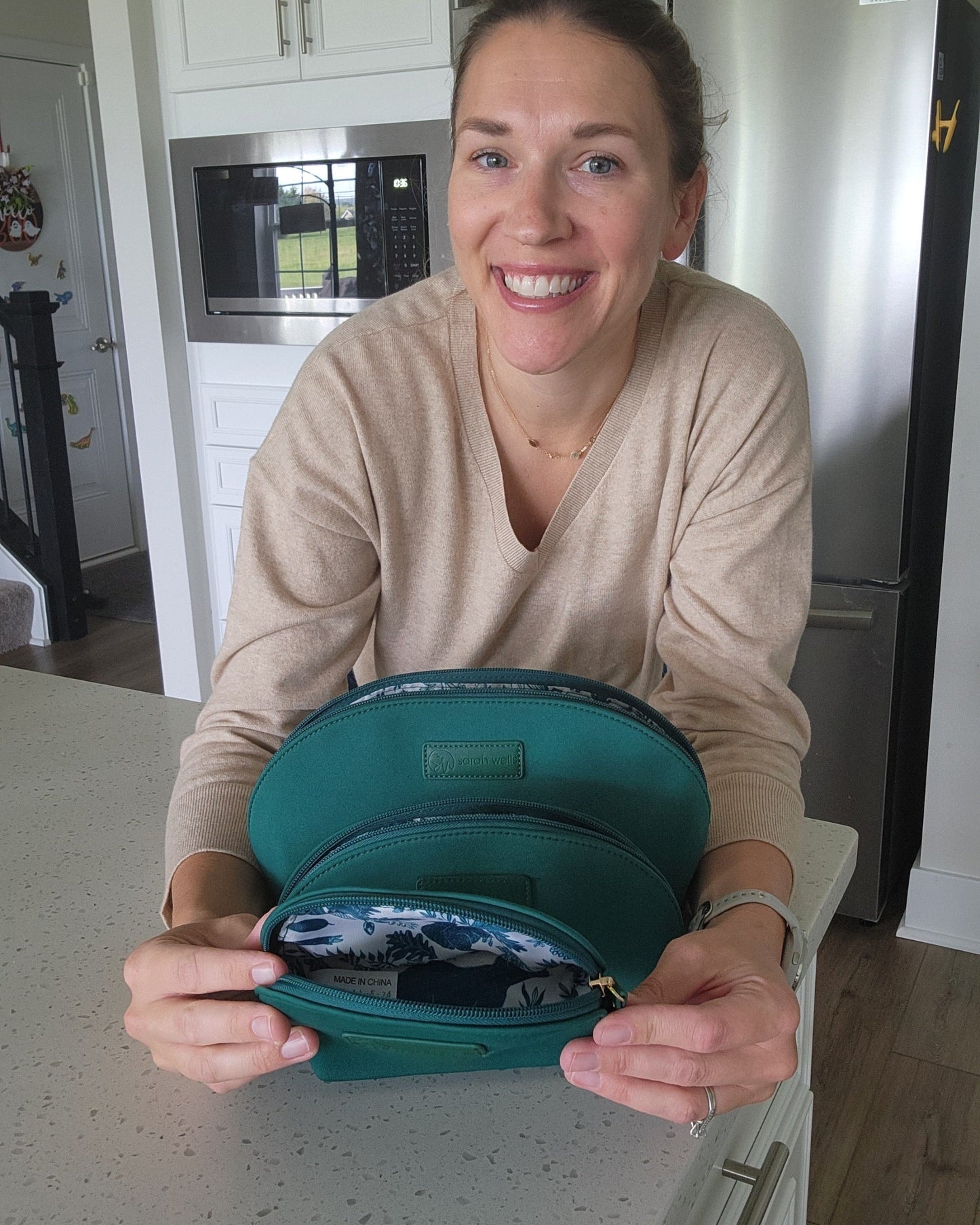 Sarah Wells PackSWell Neoprene Organizer Set of 3 – Washable Zipper Pouches for Pump Parts, Travel, Makeup, Snacks, Tech Cords & More