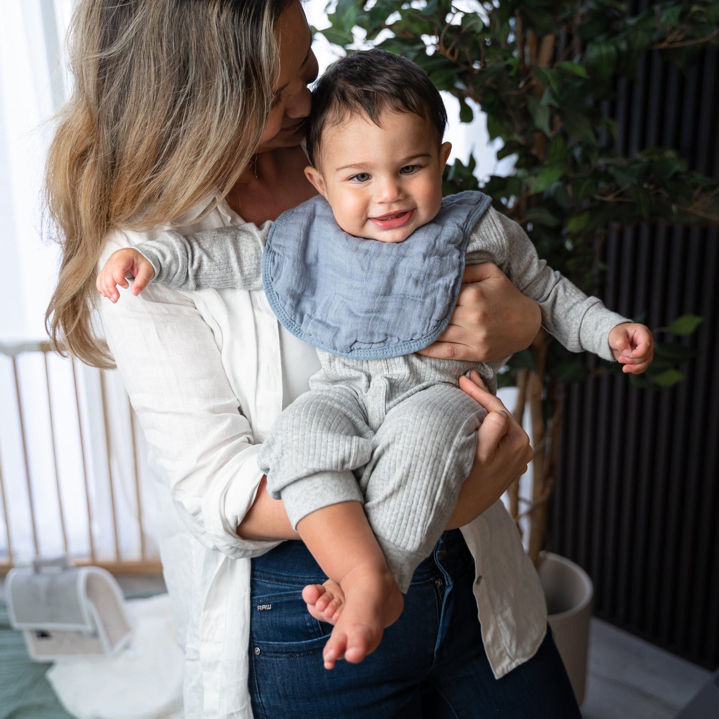 Muslin Bibs - Pacific Blue