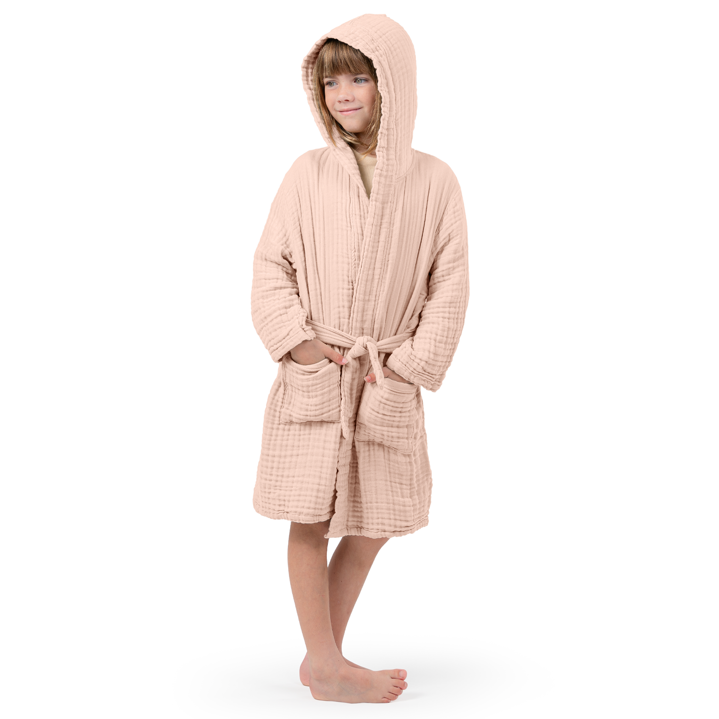 Muslin Bath Robe for Kids, Blush