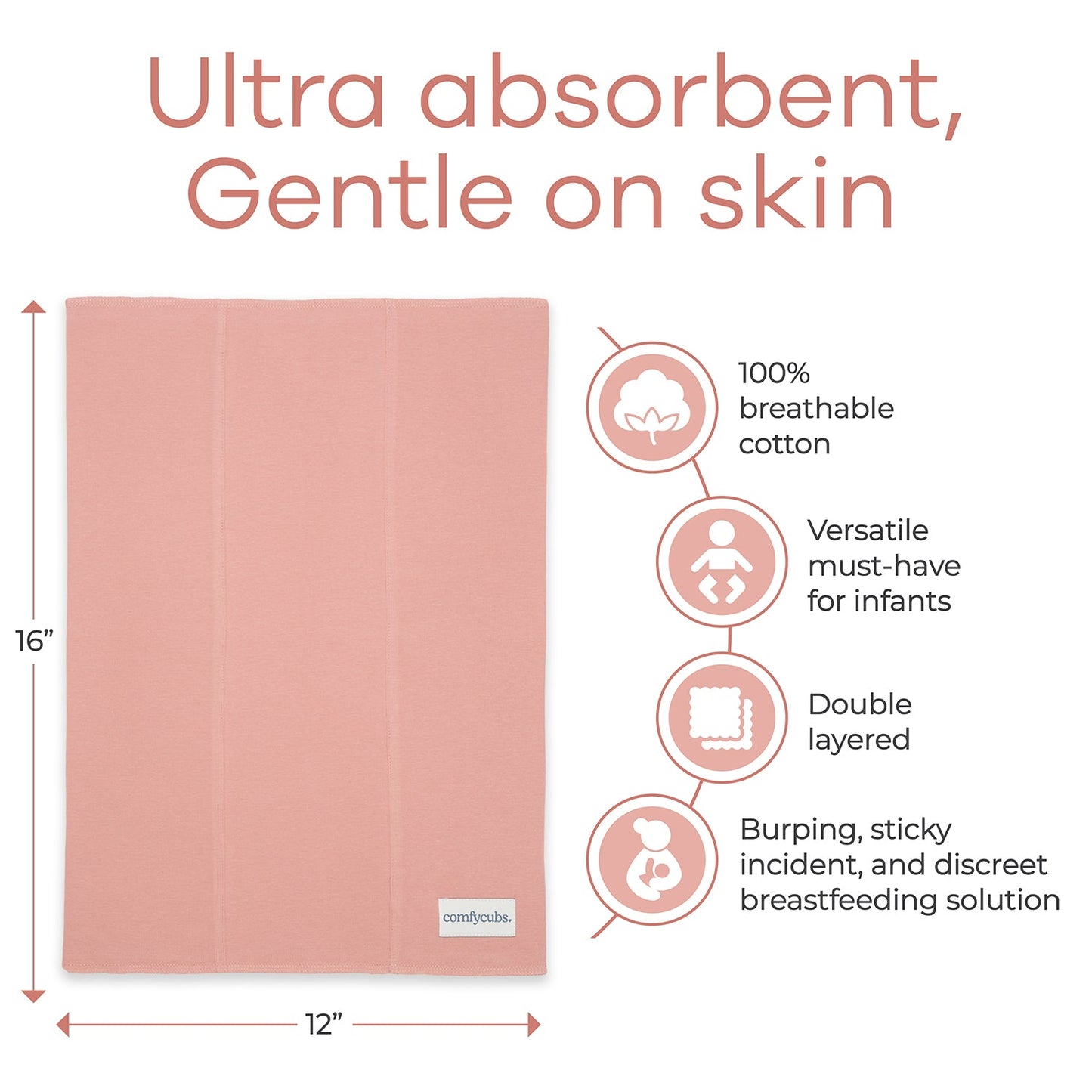 Cotton Burp Cloths - Bold Blush