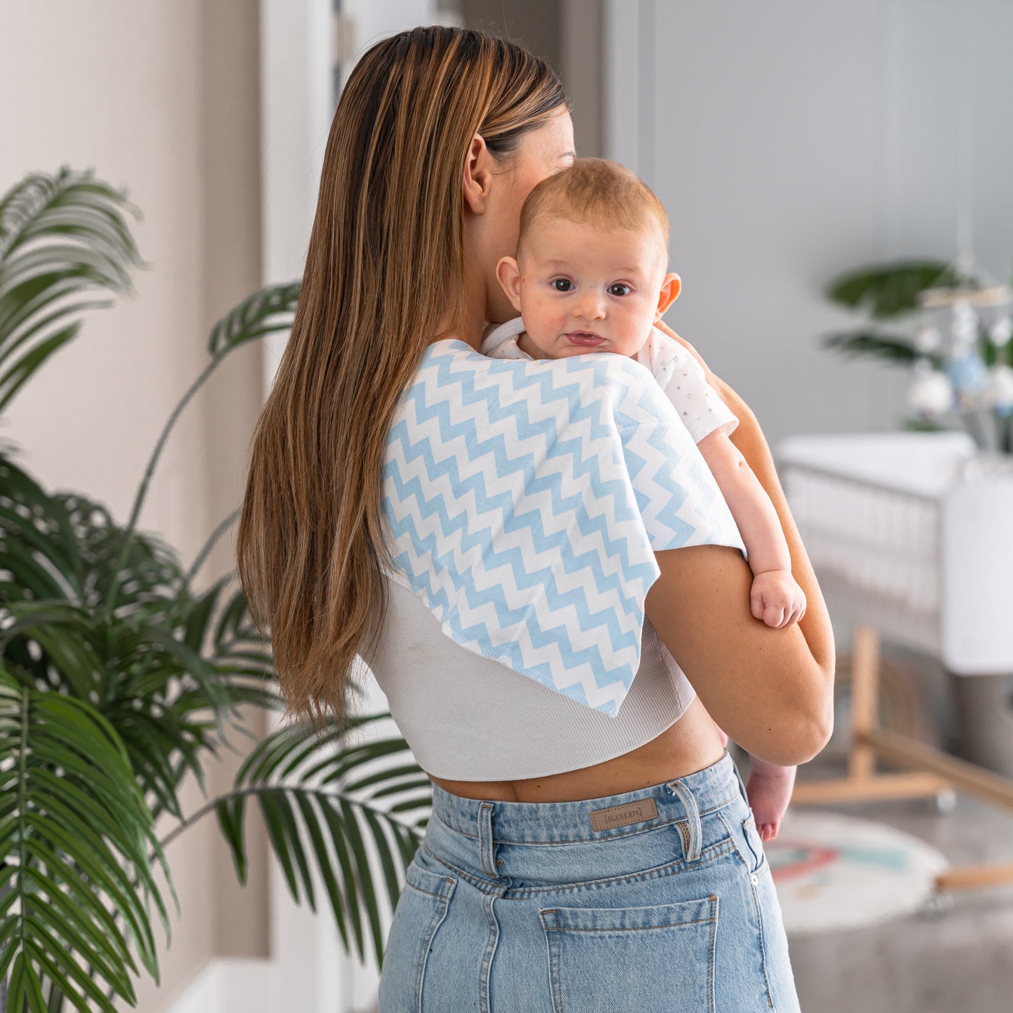 Cotton Burp Cloths - Blue Pattern