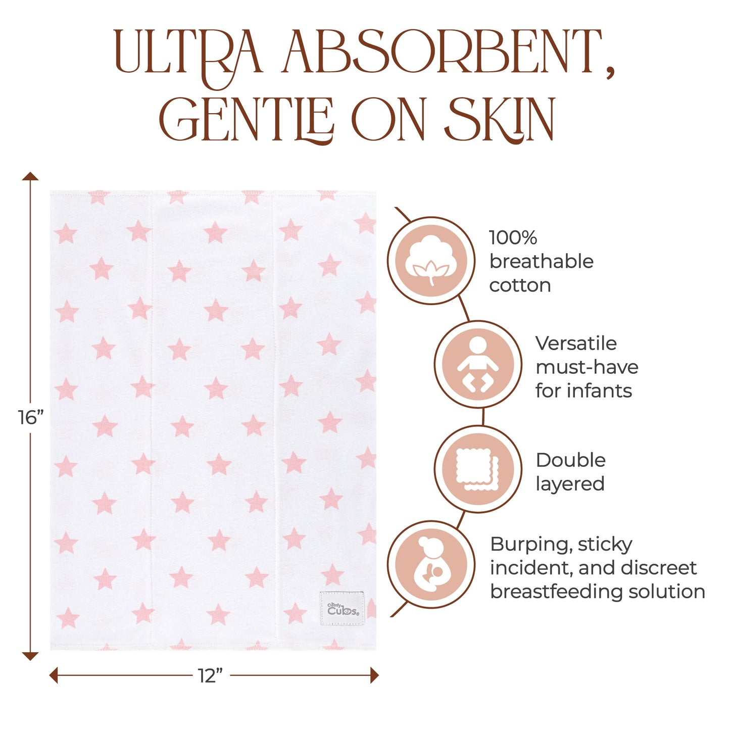 Cotton Burp Cloths - Pink Pattern