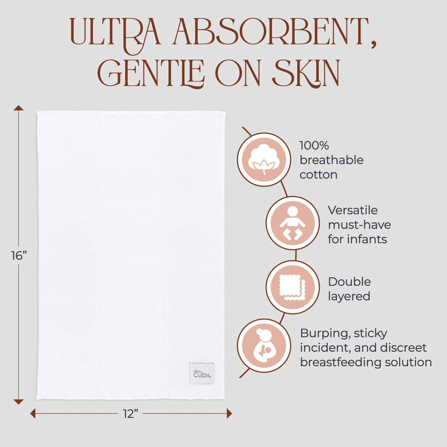 Cotton Burp Cloths - White